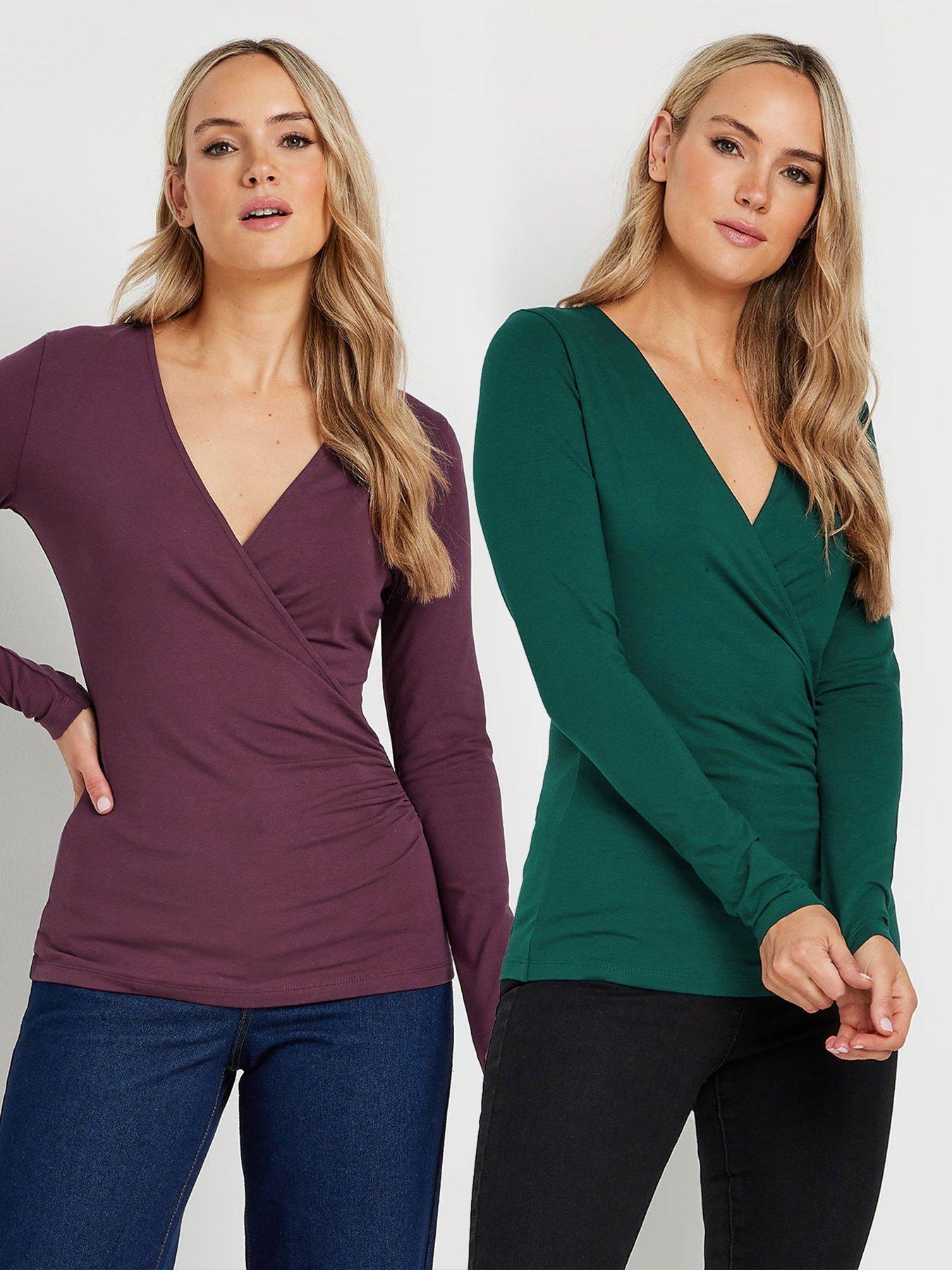 Long Tall Sally Tall 2 Pack Long Sleeve Wrap Top - Multi