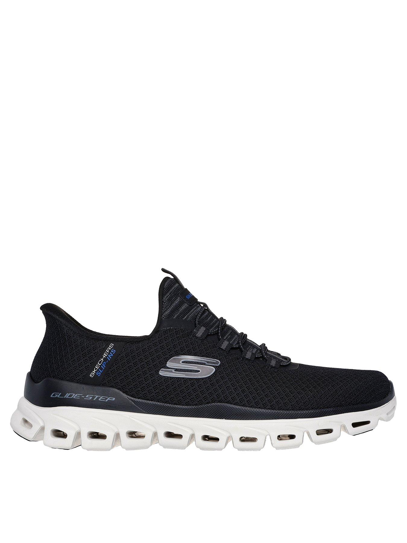 Image 1 of 5 of Skechers Glide- Step Slip-Ins Mesh Lace Up Trainers - Black