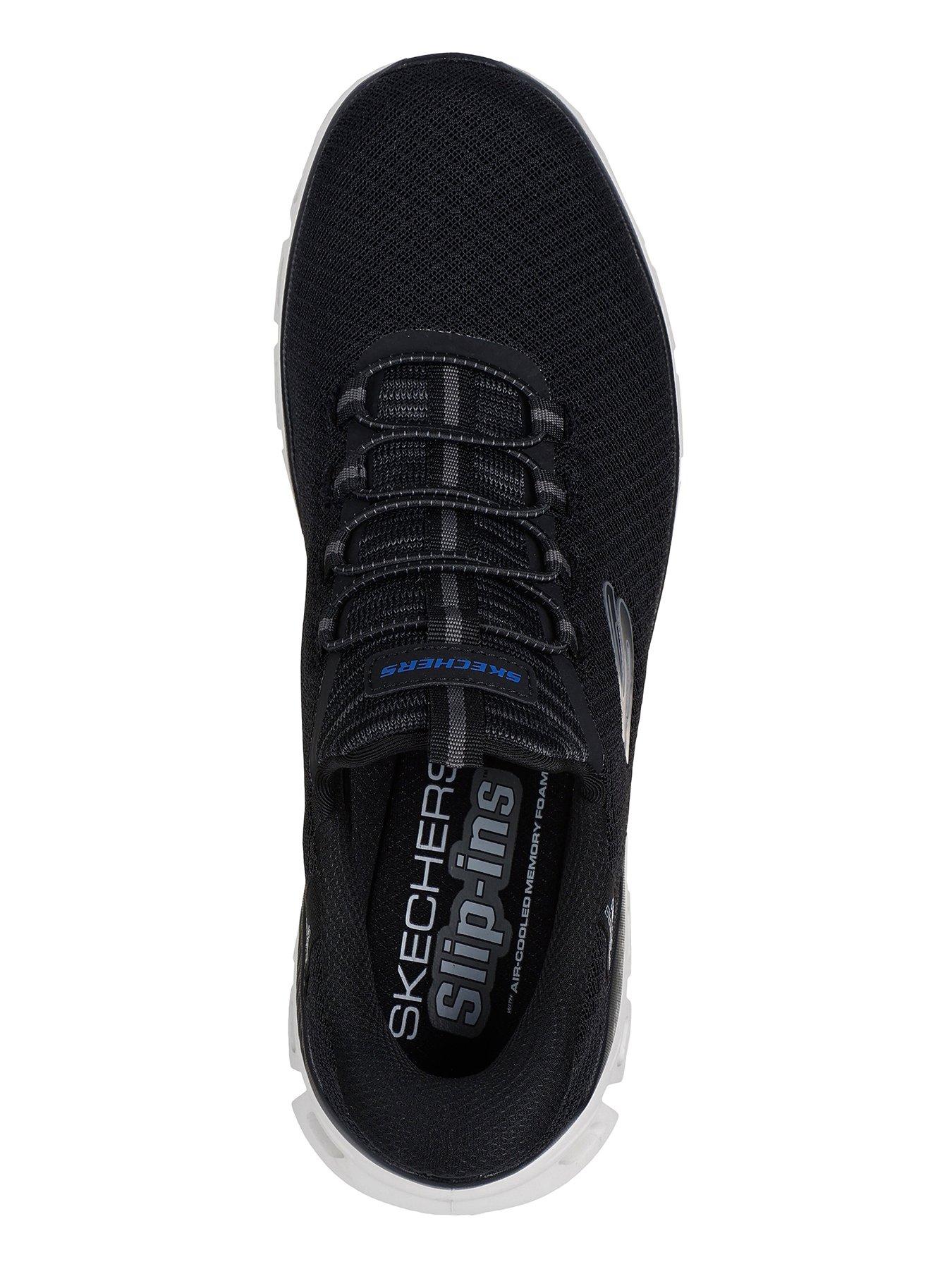 Image 3 of 5 of Skechers Glide- Step Slip-Ins Mesh Lace Up Trainers - Black
