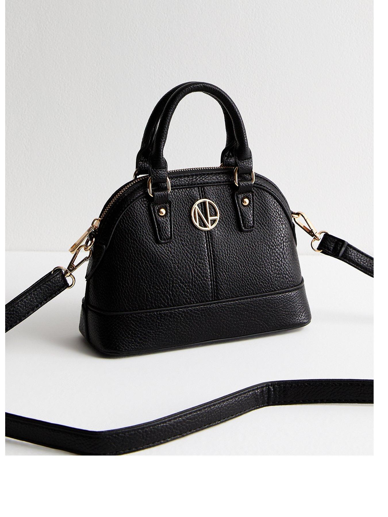 new-look-black-grained-faux-leather-crossbody-bagfront