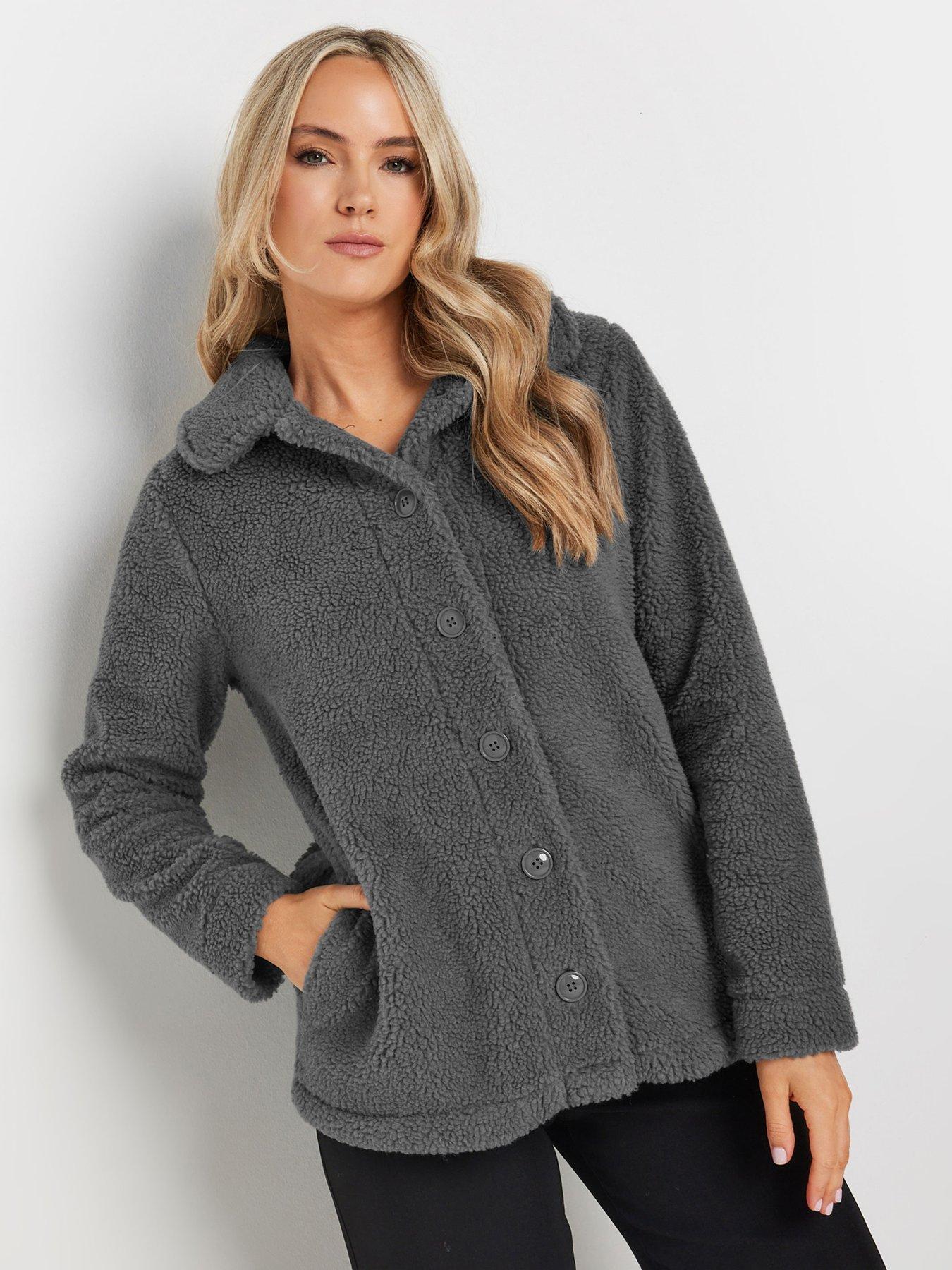 long-tall-sally-button-borg-teddy-fleece-jacket-grey