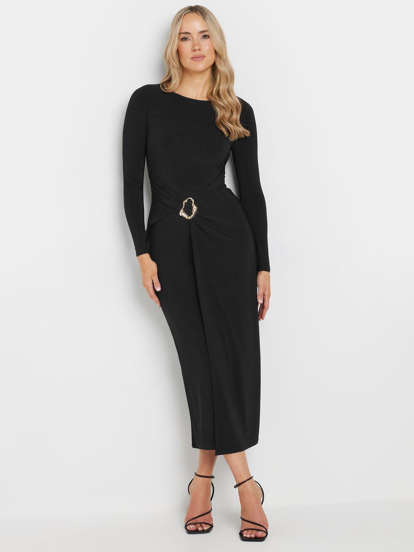 long-tall-sally-tall-long-sleeve-buckle-midaxi-dress-black