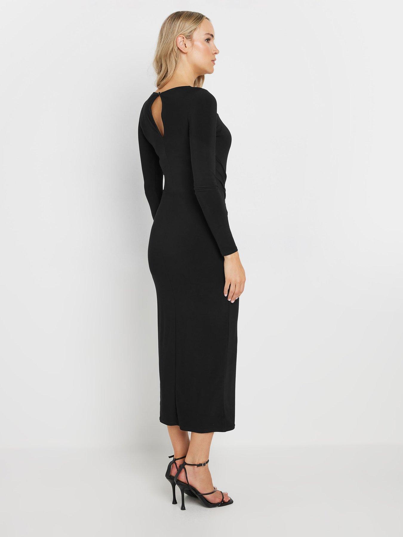 long-tall-sally-tall-long-sleeve-buckle-midaxi-dress-blackstillFront