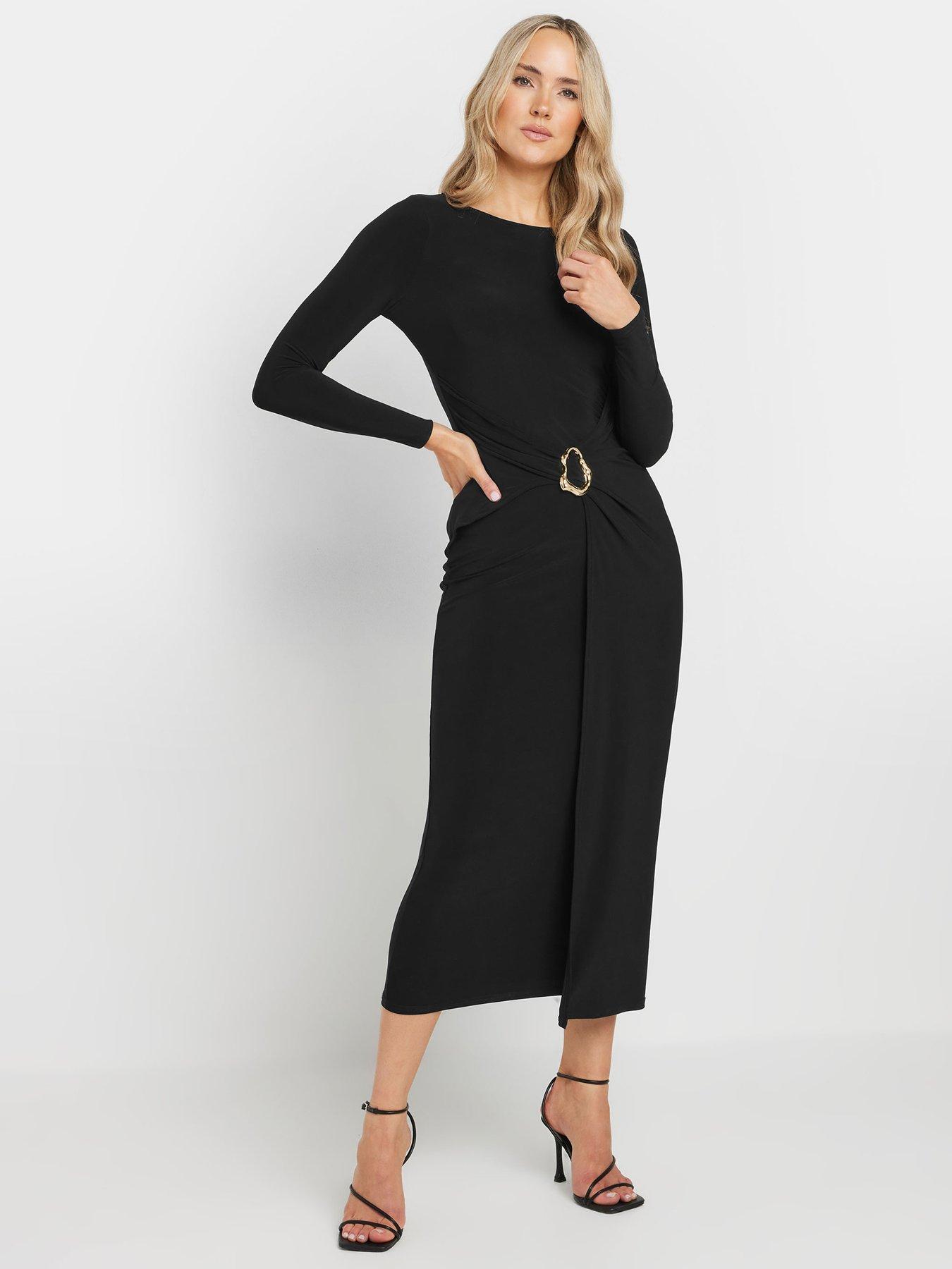 long-tall-sally-tall-long-sleeve-buckle-midaxi-dress-blackback