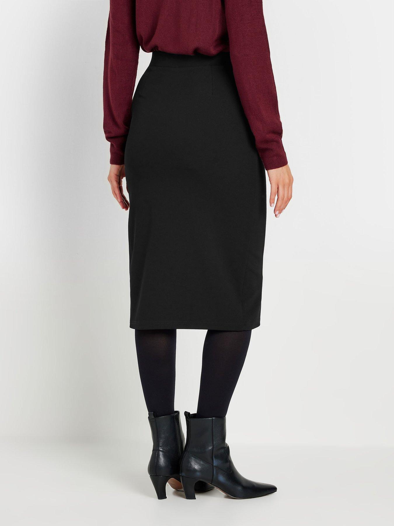 Image 2 of 4 of Long Tall Sally Side Wrap Tailored Skirt - Black