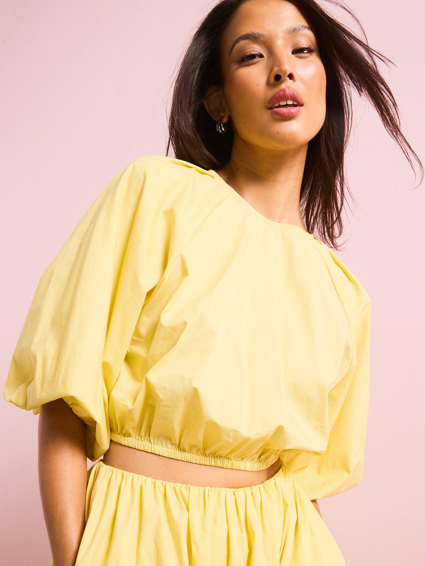 v-by-very-cotton-puff-sleeve-blouse-yellow