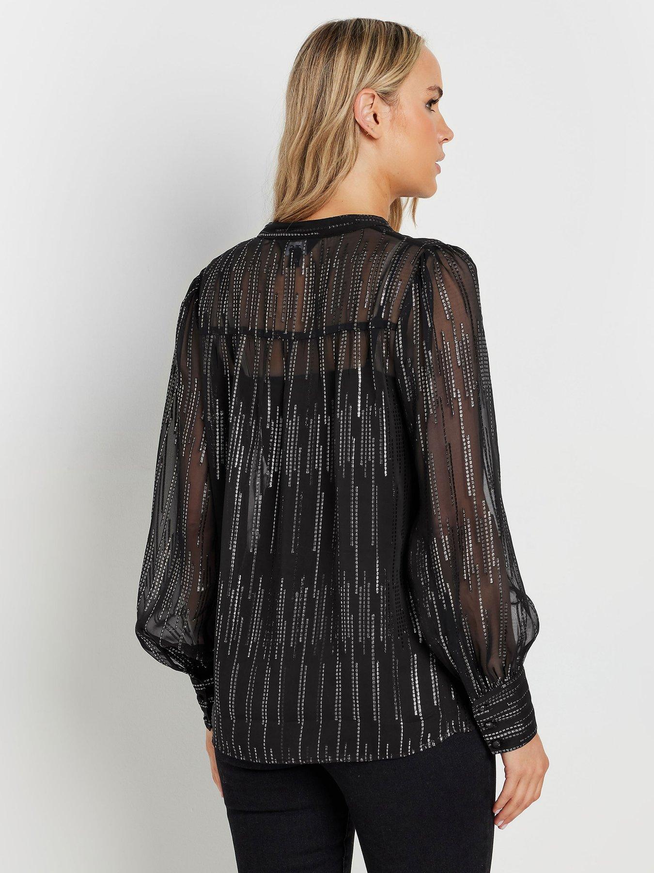 long-tall-sally-tall-jacquard-lurex-button-thru-blouse-blackstillFront