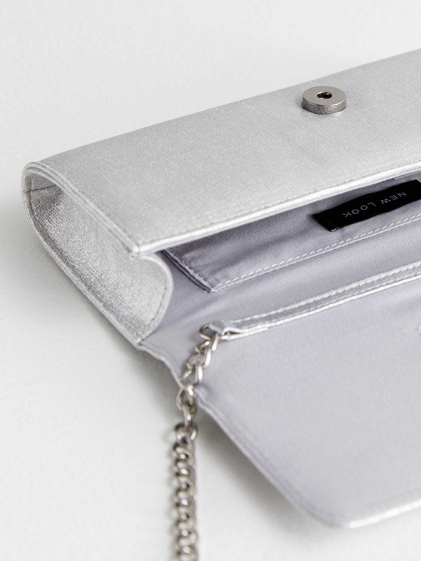 Silver Glitter Clutch Bag