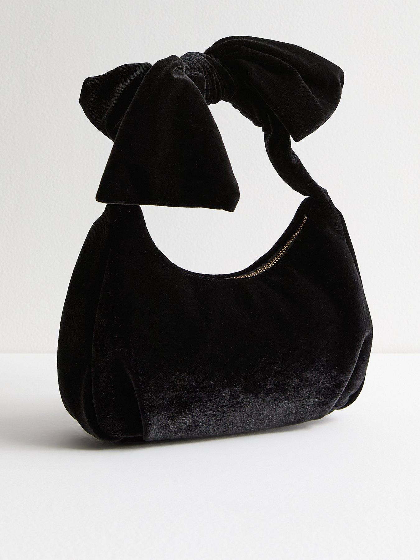 new-look-black-velvet-bow-grab-bag