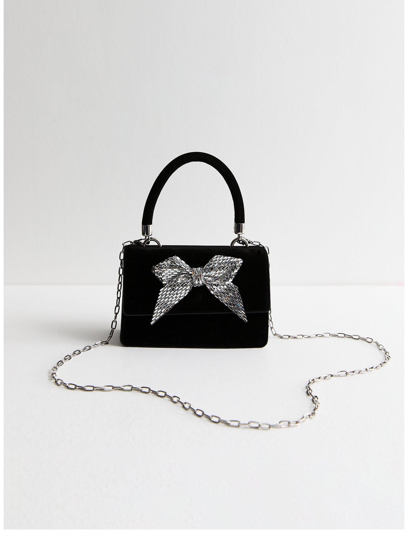 new-look-black-diamanteacutenbspbow-velvet-top-handle-bag