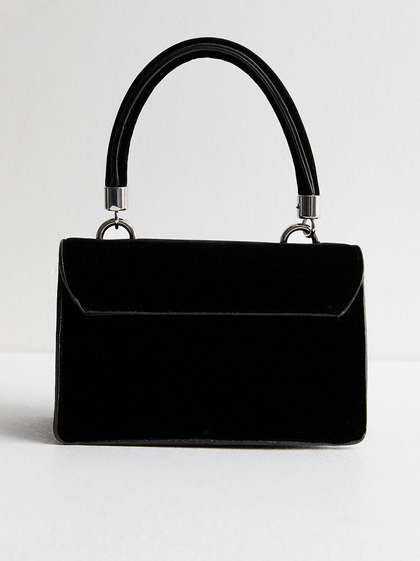 New Look Black Diamante Bow Velvet Top Handle Bag Very Ireland
