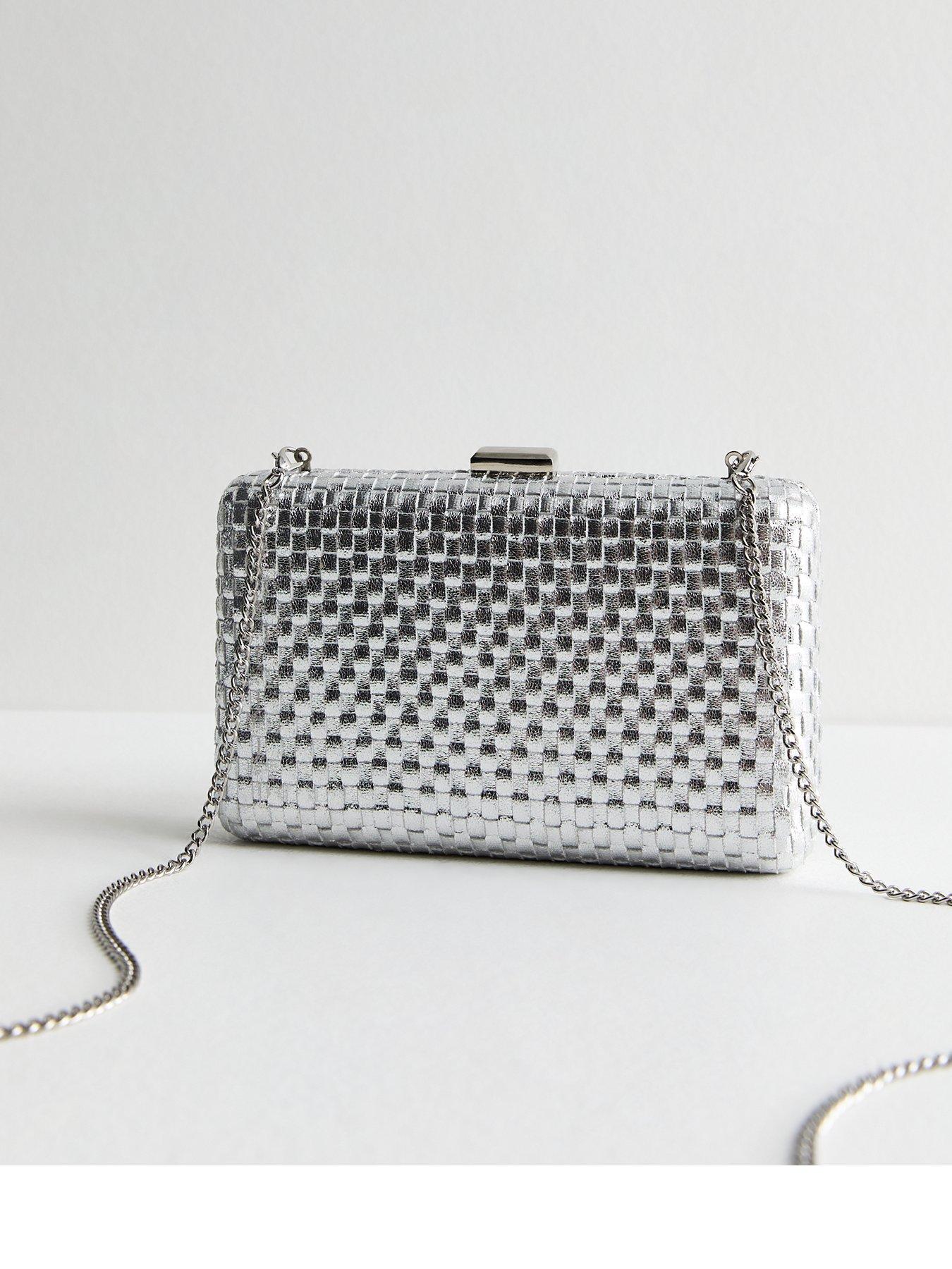 new-look-silver-woven-box-clutch-bag