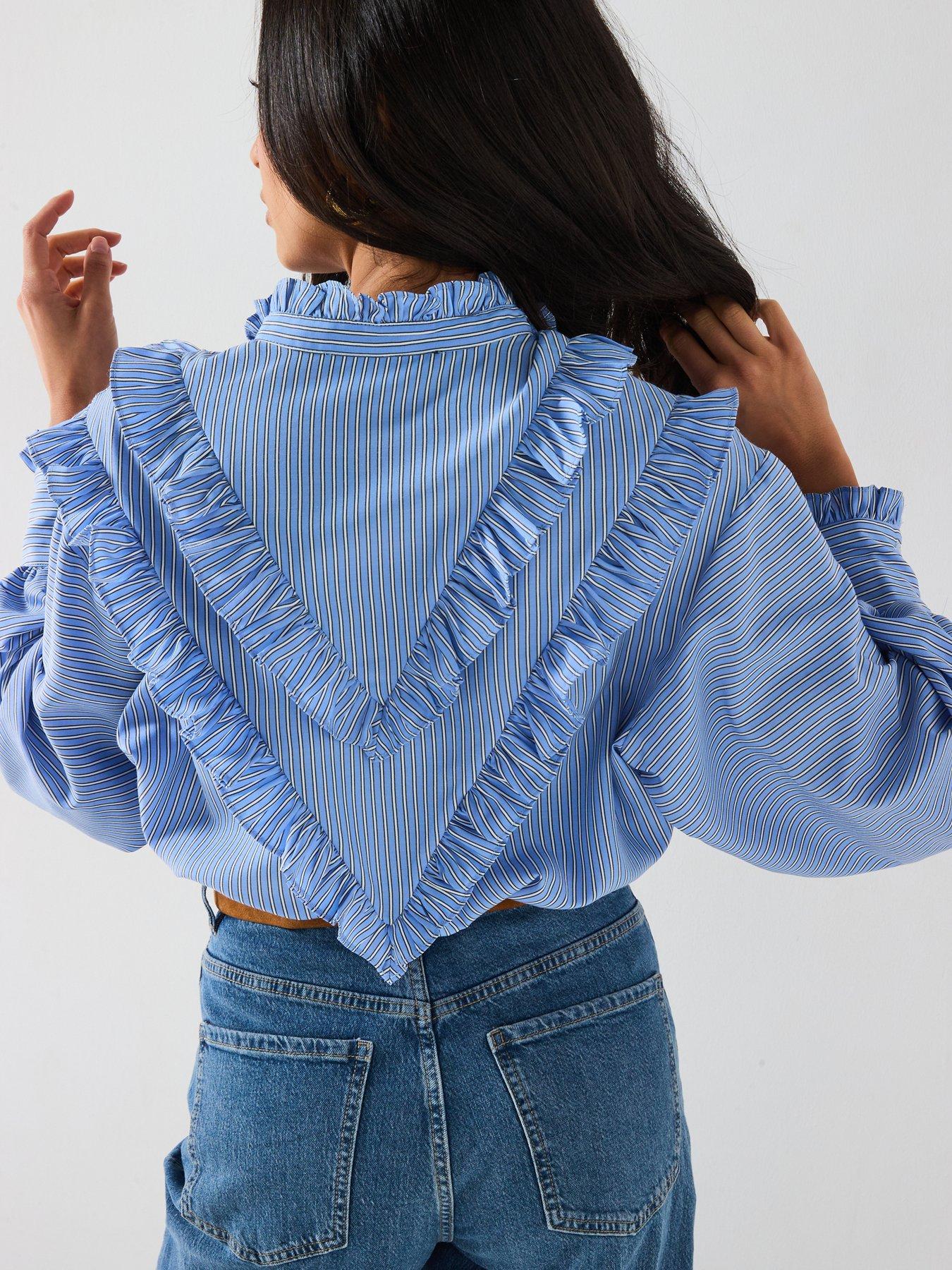 v-by-very-stripe-ruffle-shirt-bluestillFront