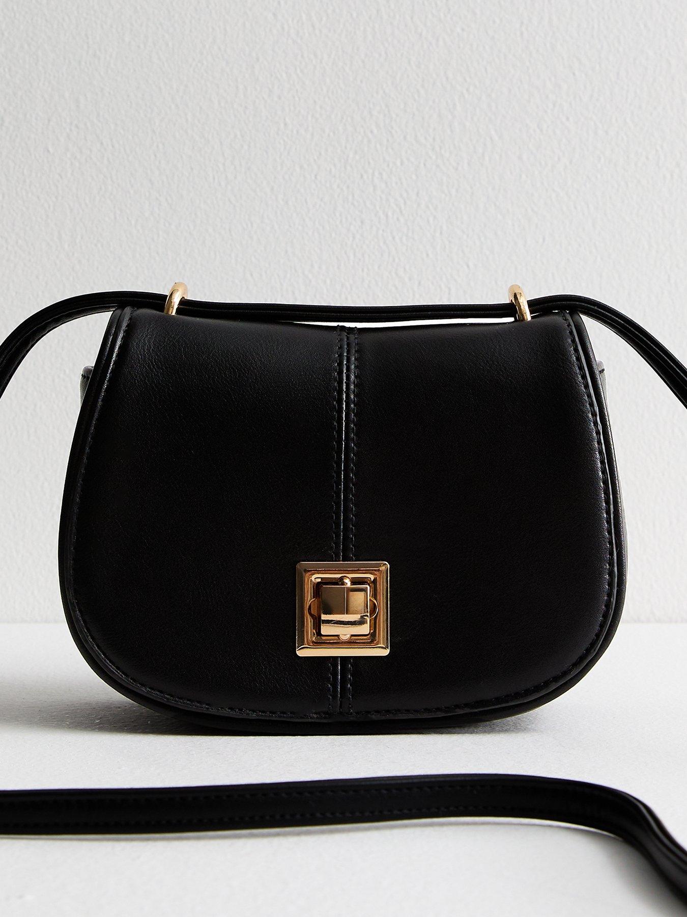 new-look-black-leather-lock-twist-lock-saddle-bag