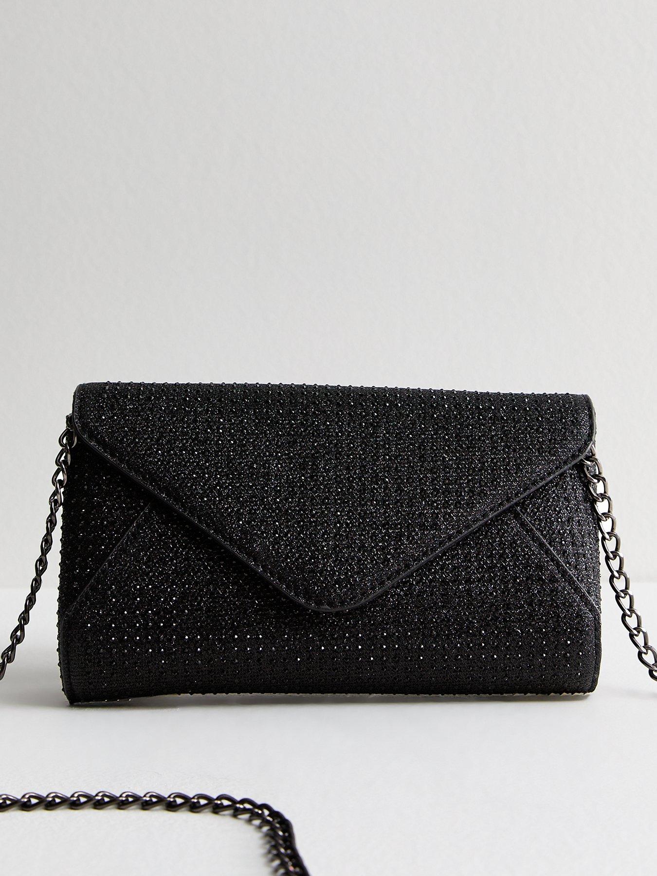 new-look-black-iridescent-chain-strap-crossbody-clutch-bag