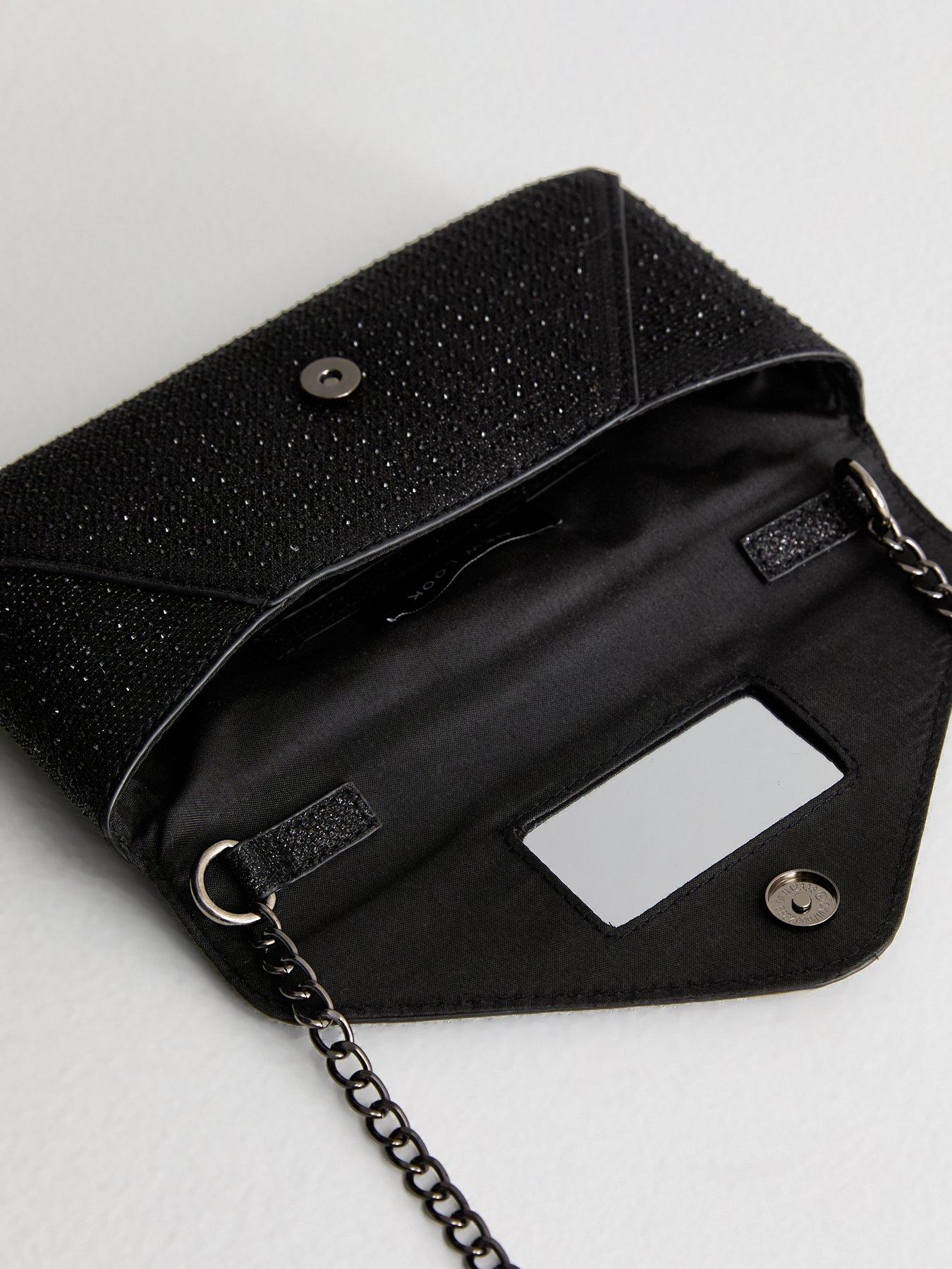 new-look-black-iridescent-chain-strap-crossbody-clutch-bagoutfit