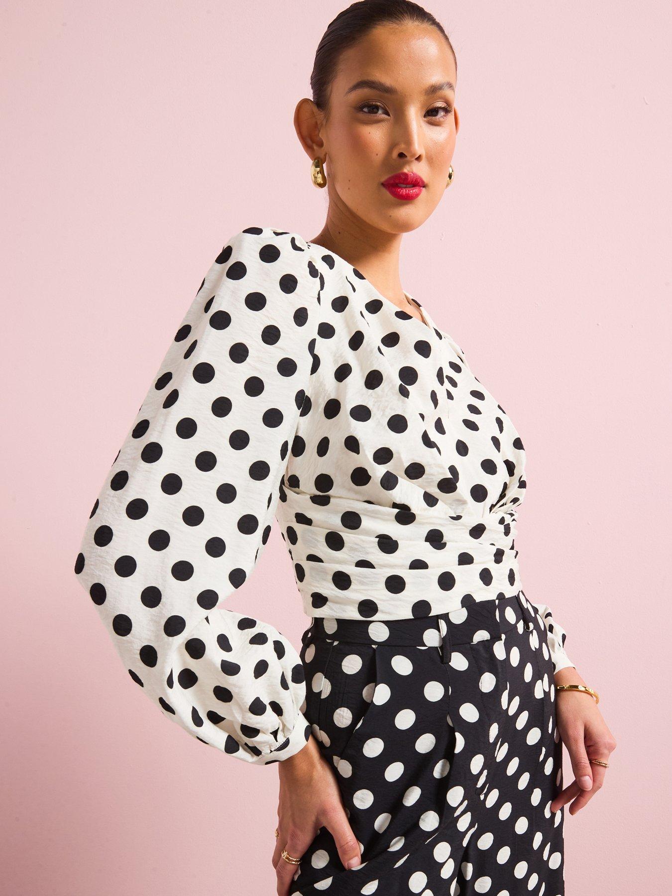 V by Very Polka Dot Blouse Co-Ord - White