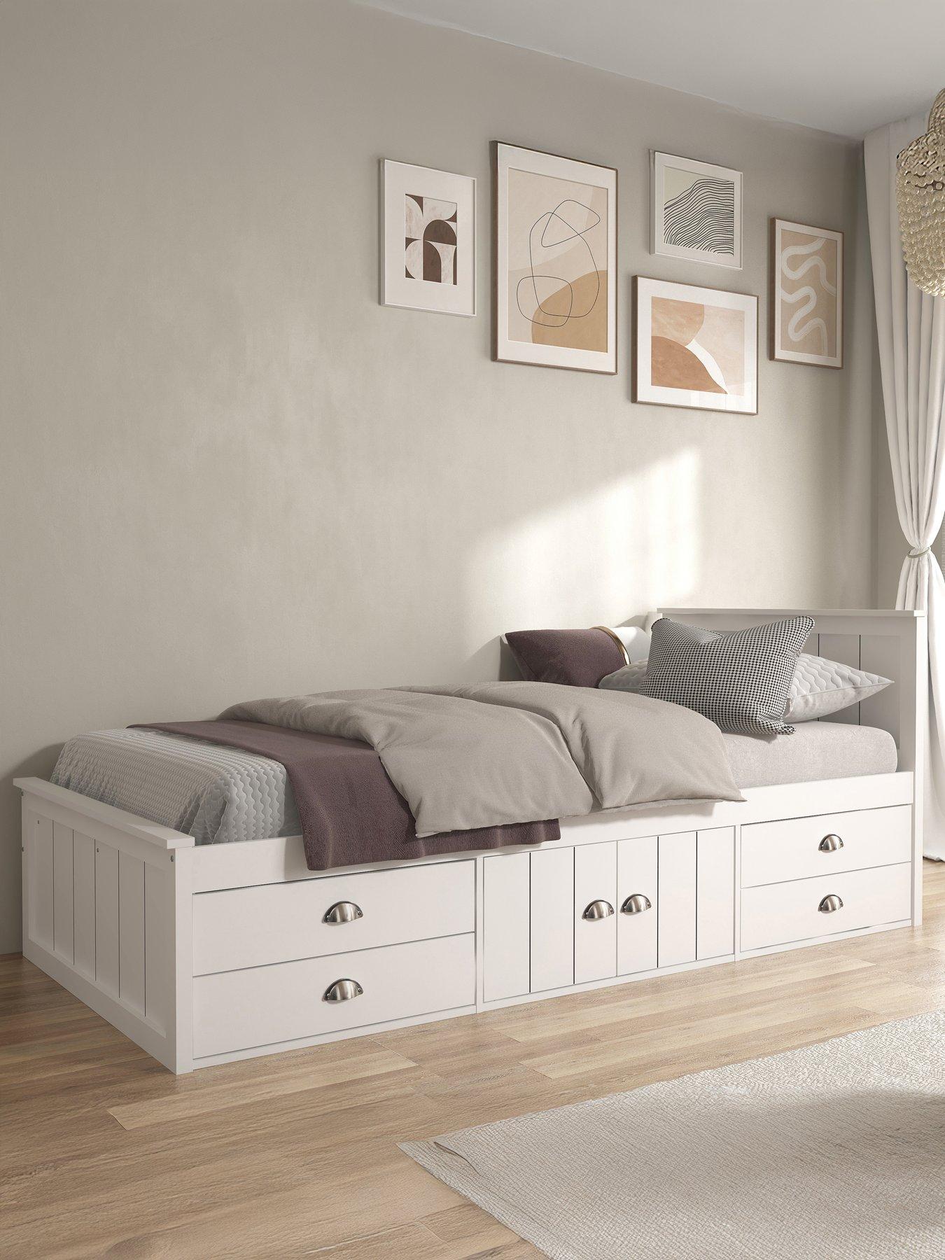 Very Home Atlanta Kids Single Bed with Drawer and Cupboard Storage plus Mattress Options (Buy  &  SAVE!) - White