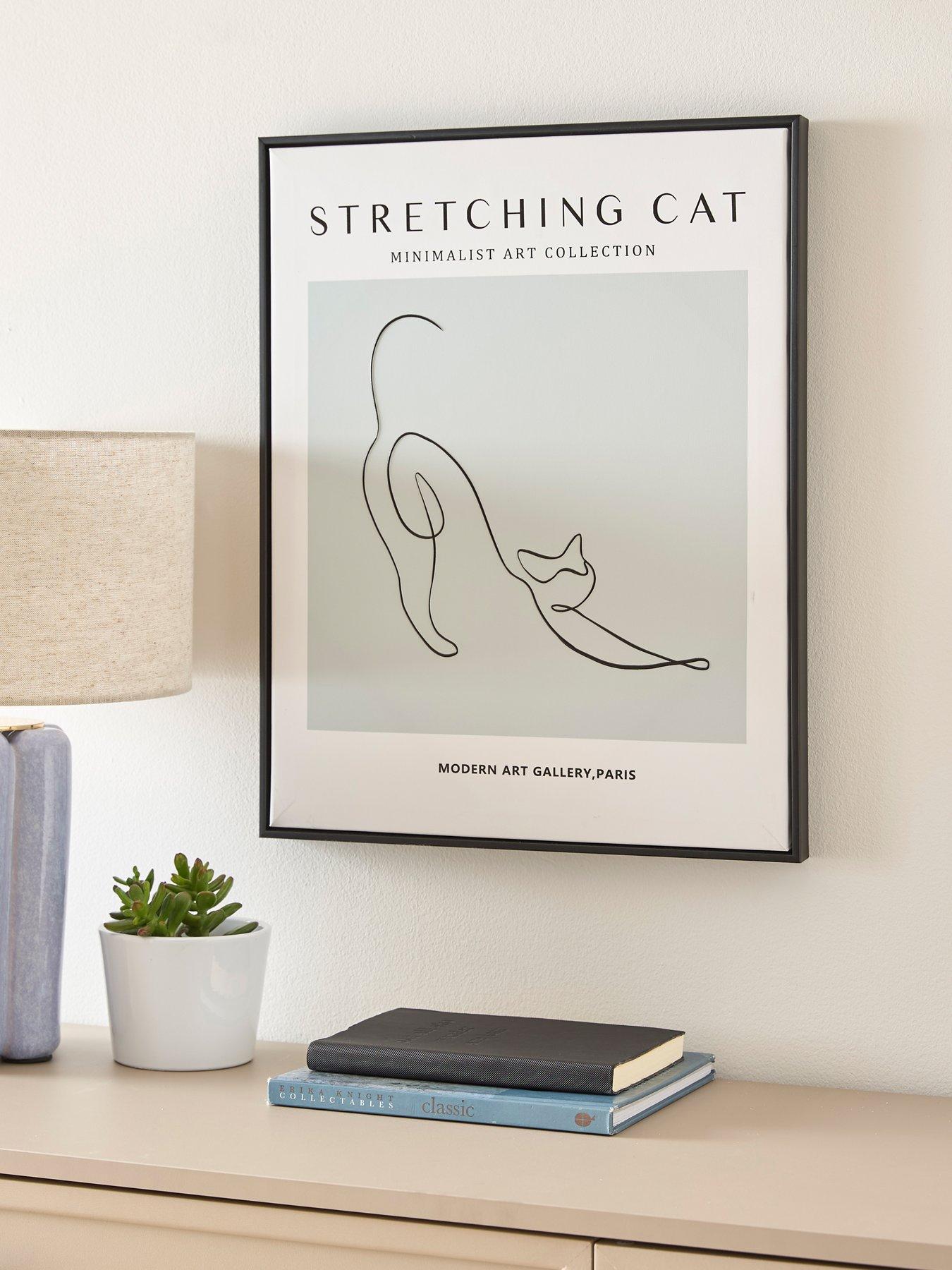 the-very-collection-minimalist-art-collection-ndash-stretching-cat-printed-wall-art
