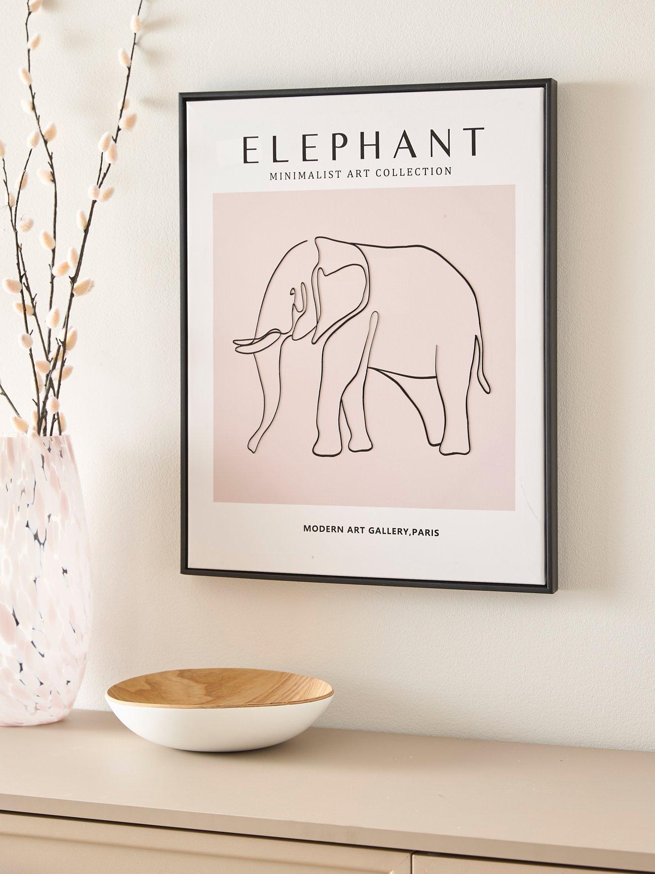Image 1 of 5 of The Very Collection Minimalist Art Collection &ndash; Elephant Printed Wall Art