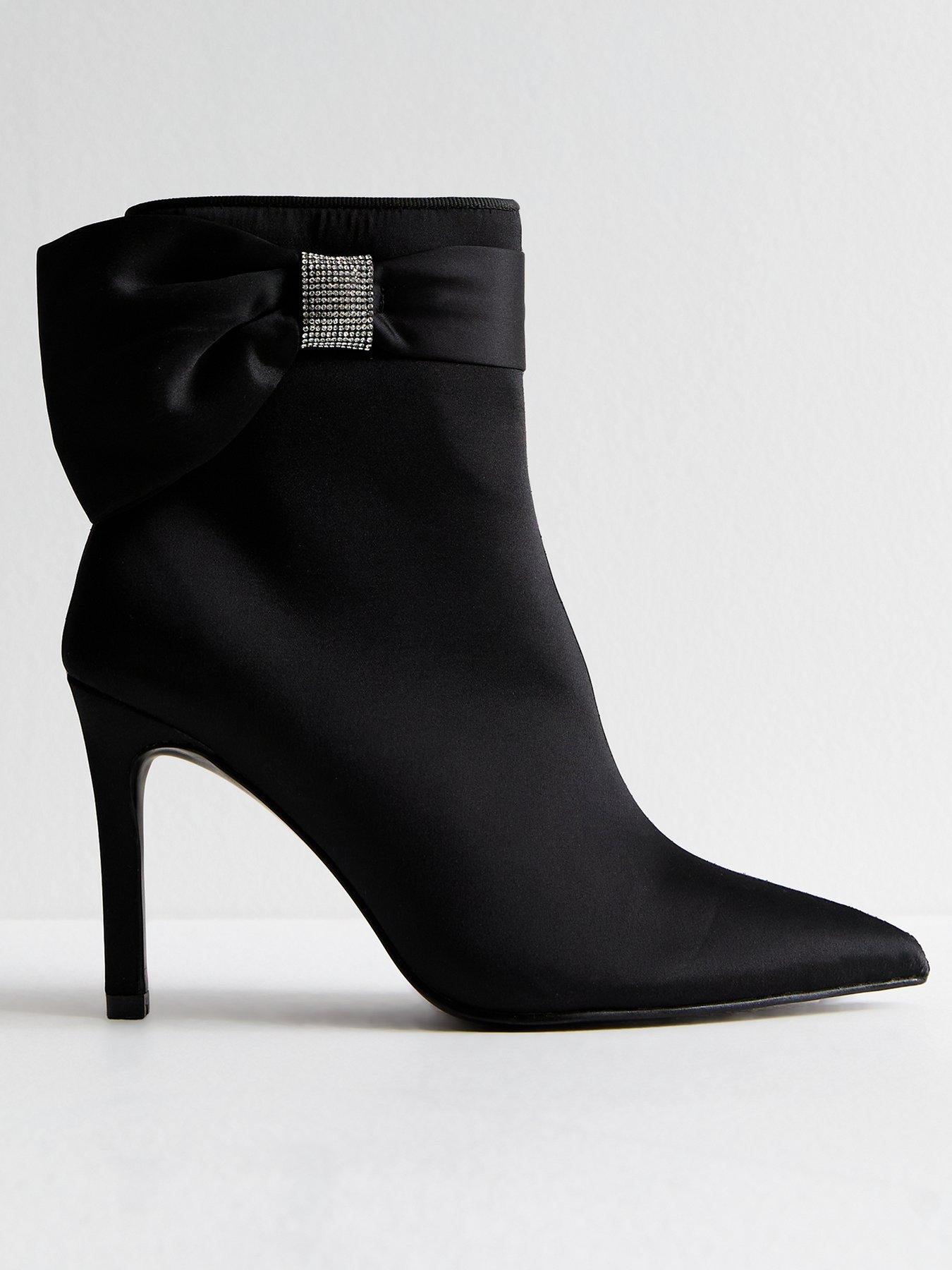 new-look-black-satin-bow-embellished-stiletto-heel-ankle-boots