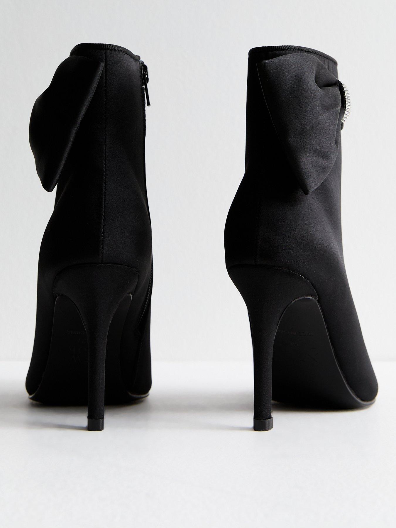 new-look-black-satin-bow-embellished-stiletto-heel-ankle-bootsback