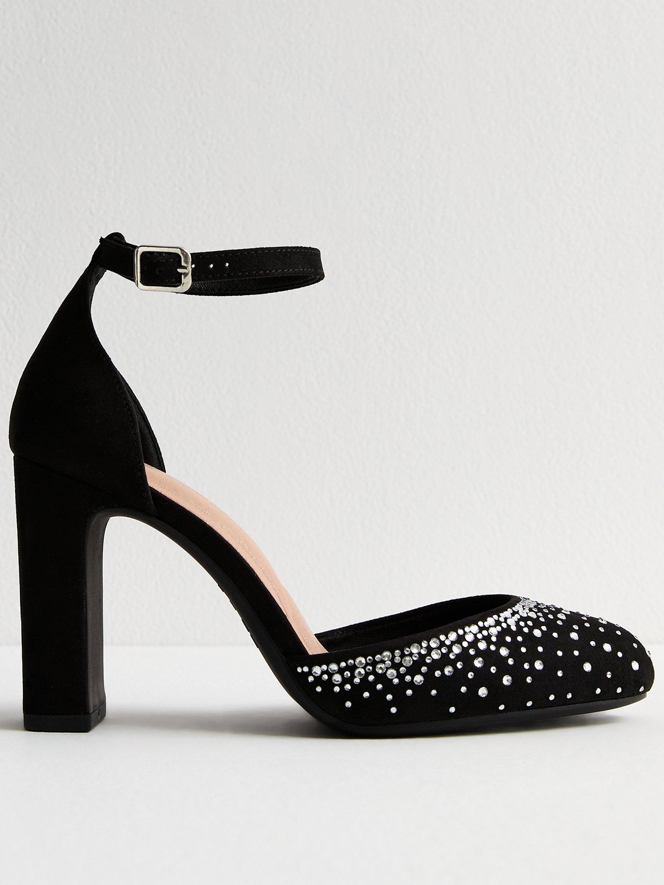 New Look Wide Fit Diamante Embellished Suede Court Shoes Black Very Ireland