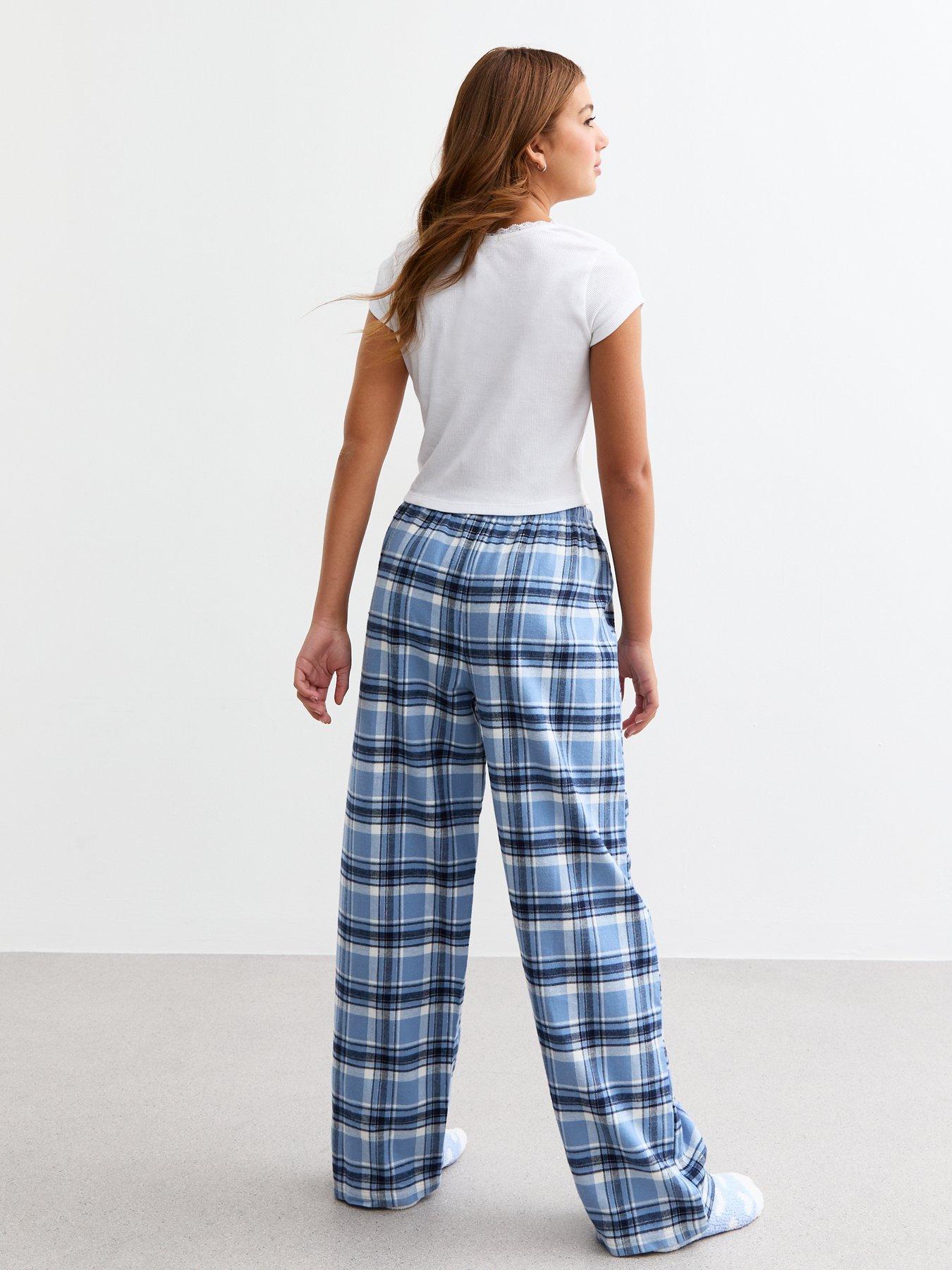 new-look-915-girls-blue-plaid-long-pyjama-setstillFront