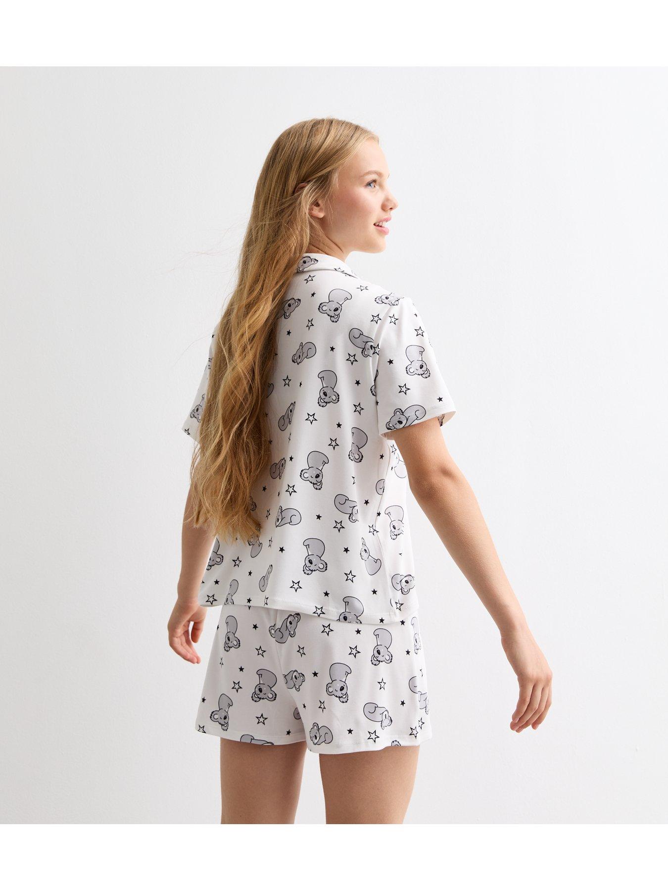 new-look-915-girls-white-koala-print-pyjama-setstillFront