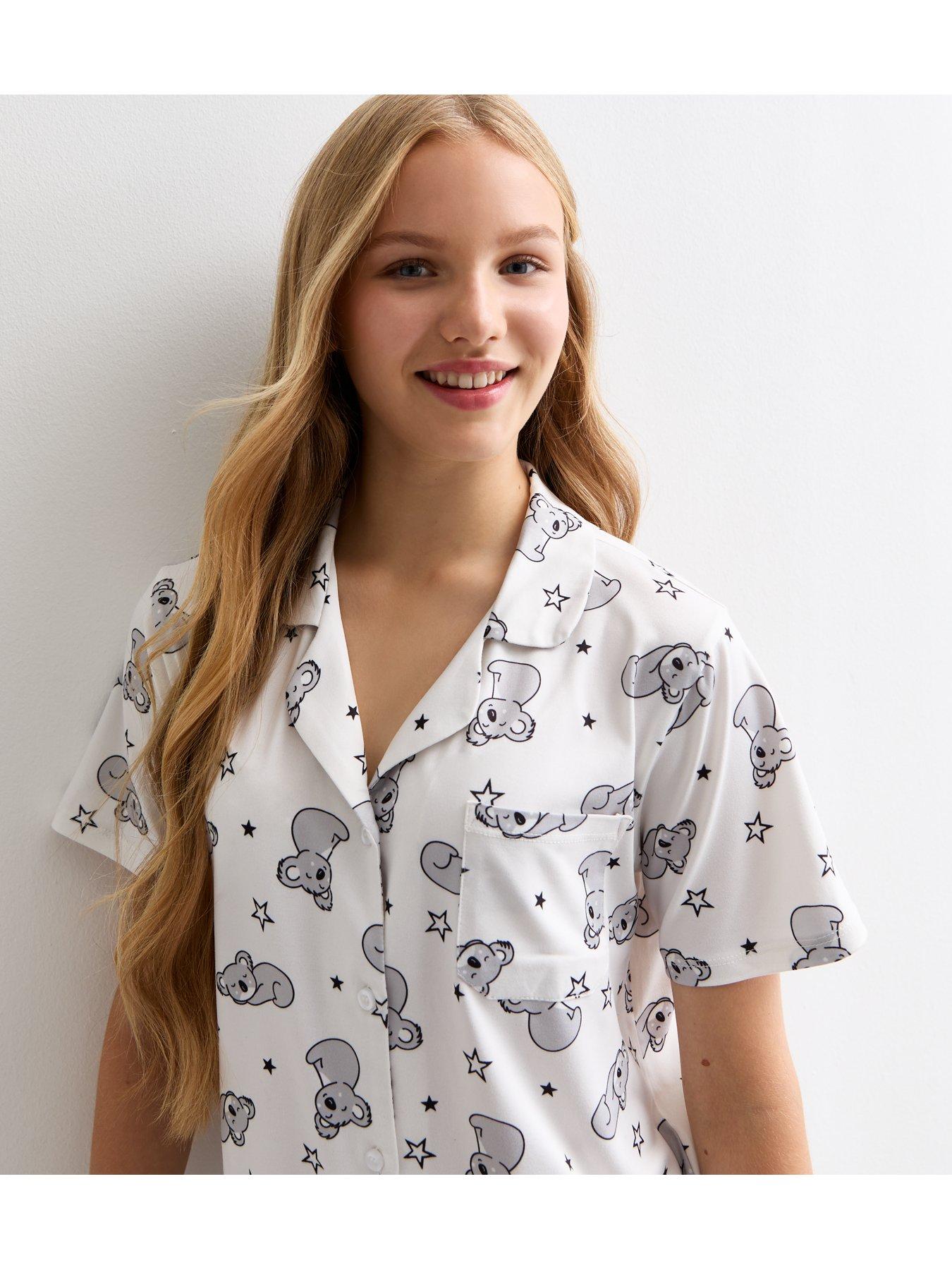 new-look-915-girls-white-koala-print-pyjama-setback