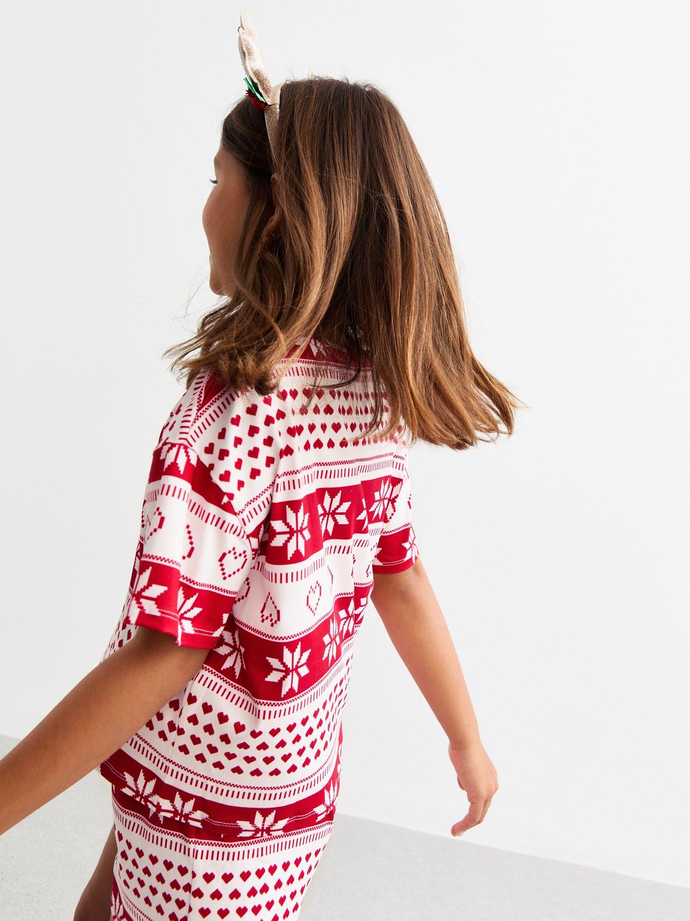 new-look-915-girls-red-christmas-fairisle-jersey-pyjama-setstillFront