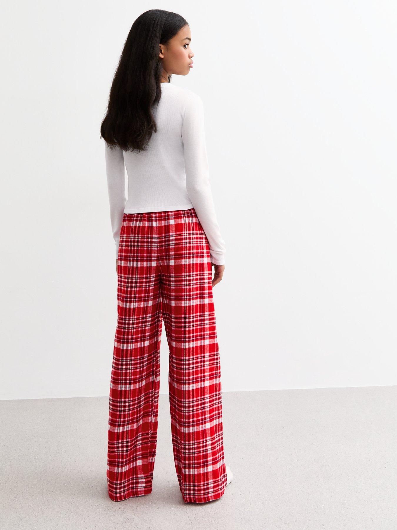 new-look-915-girls-red-plaid-flannel-long-pyjama-setstillFront