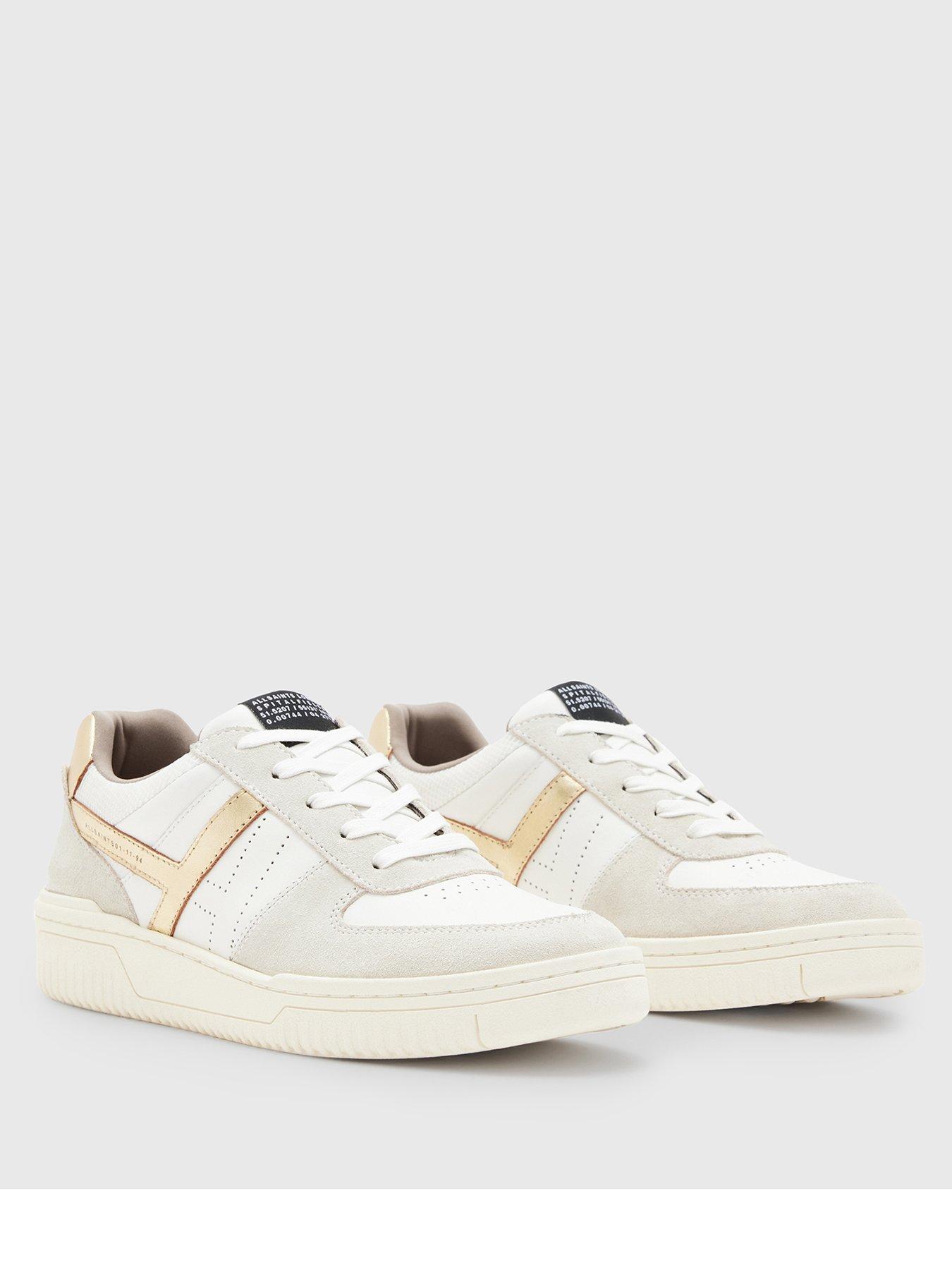 Image 2 of 5 of AllSaints Vix Suede Sneakers - White/Gold