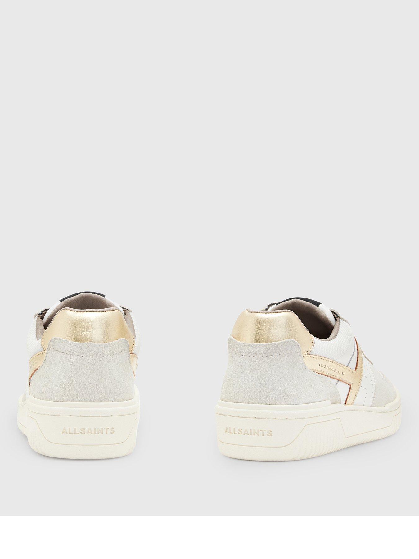 Image 3 of 5 of AllSaints Vix Suede Sneakers - White/Gold