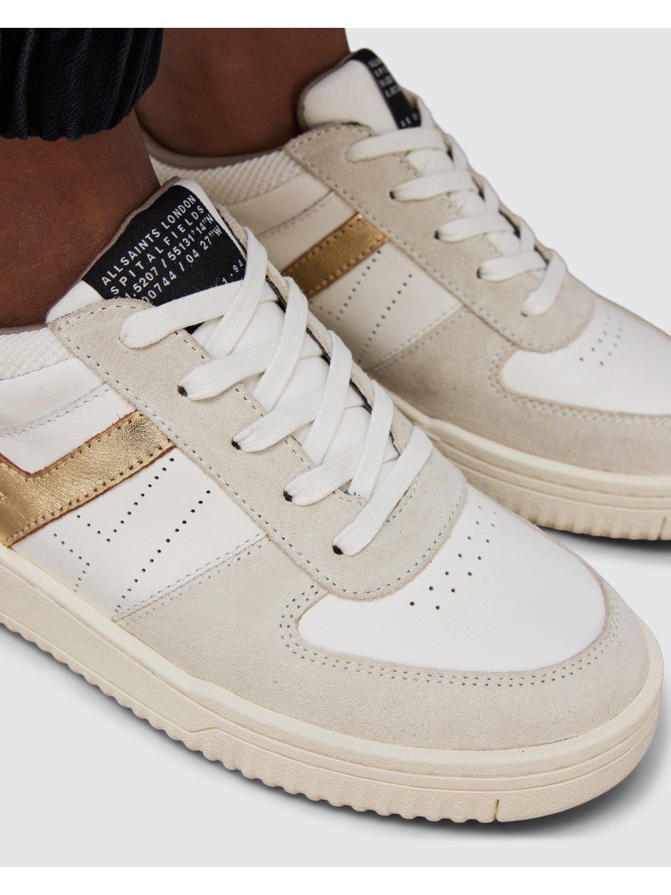 Image 5 of 5 of AllSaints Vix Suede Sneakers - White/Gold