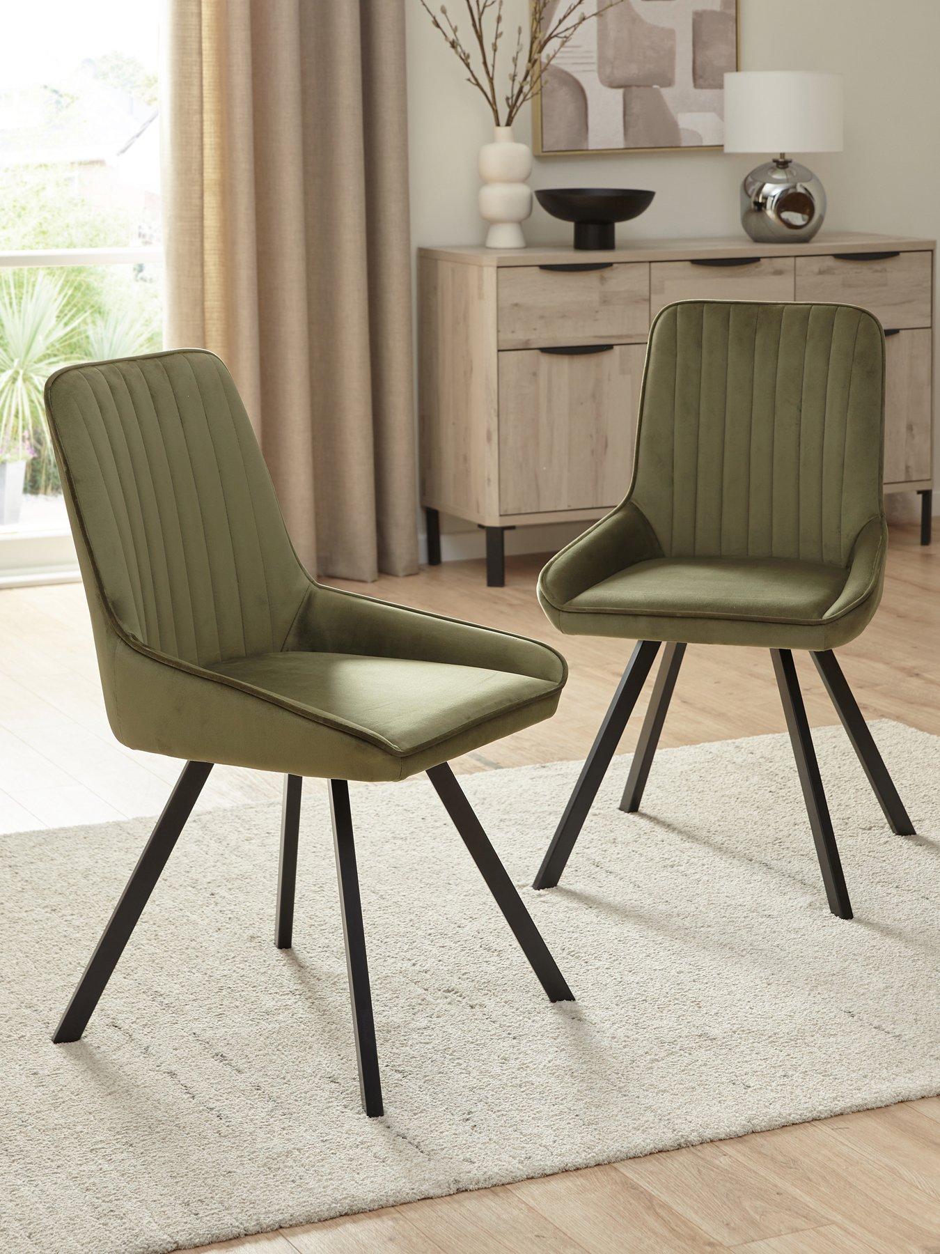 Image 1 of 6 of The Very Collection Marlow Pair of&nbsp;Dining Chairs - Moss Green/Black&nbsp;- FSC&reg; Certified