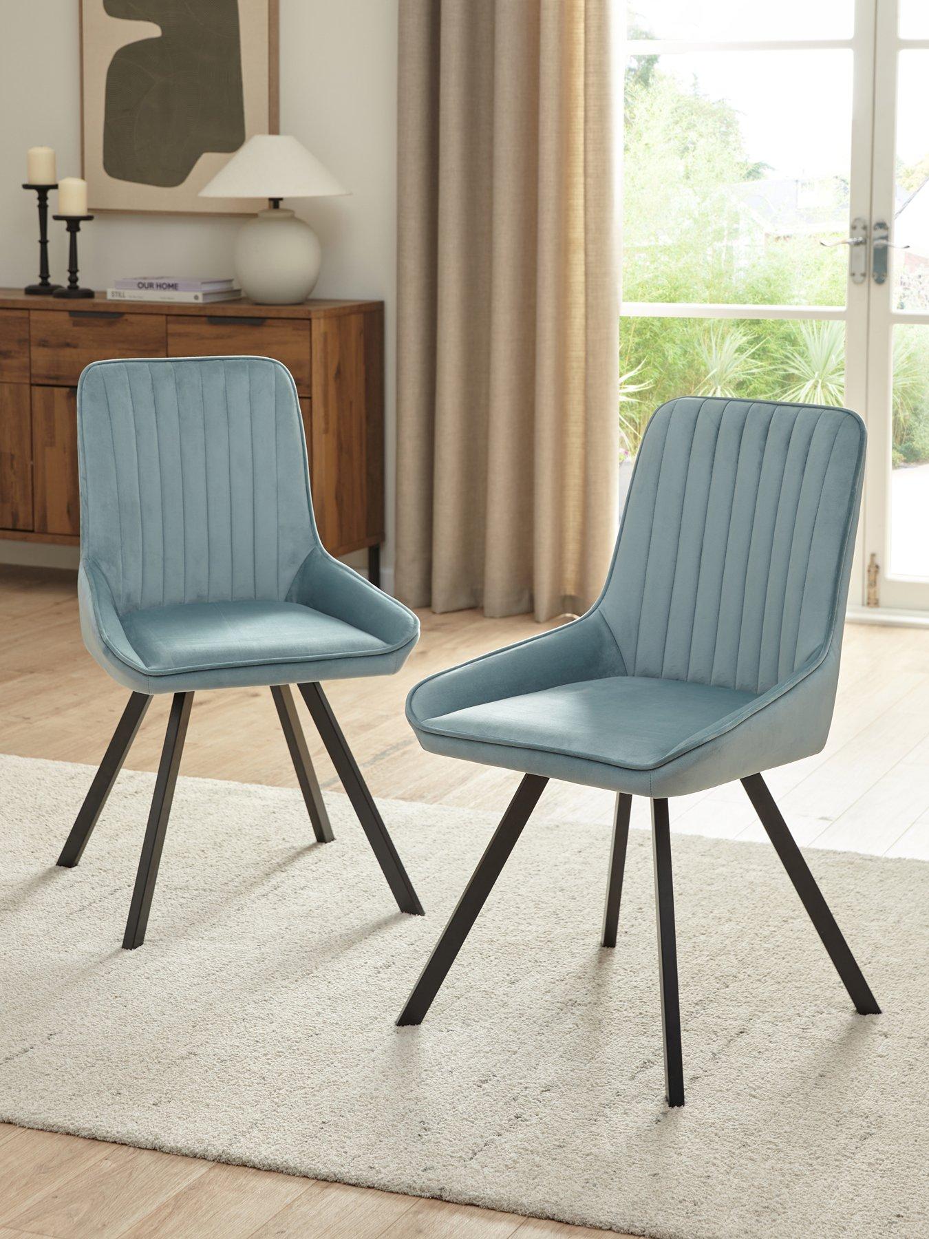 The Very Collection Marlow Pair of Dining Chairs - Dusty Blue/Black - FSC Certified