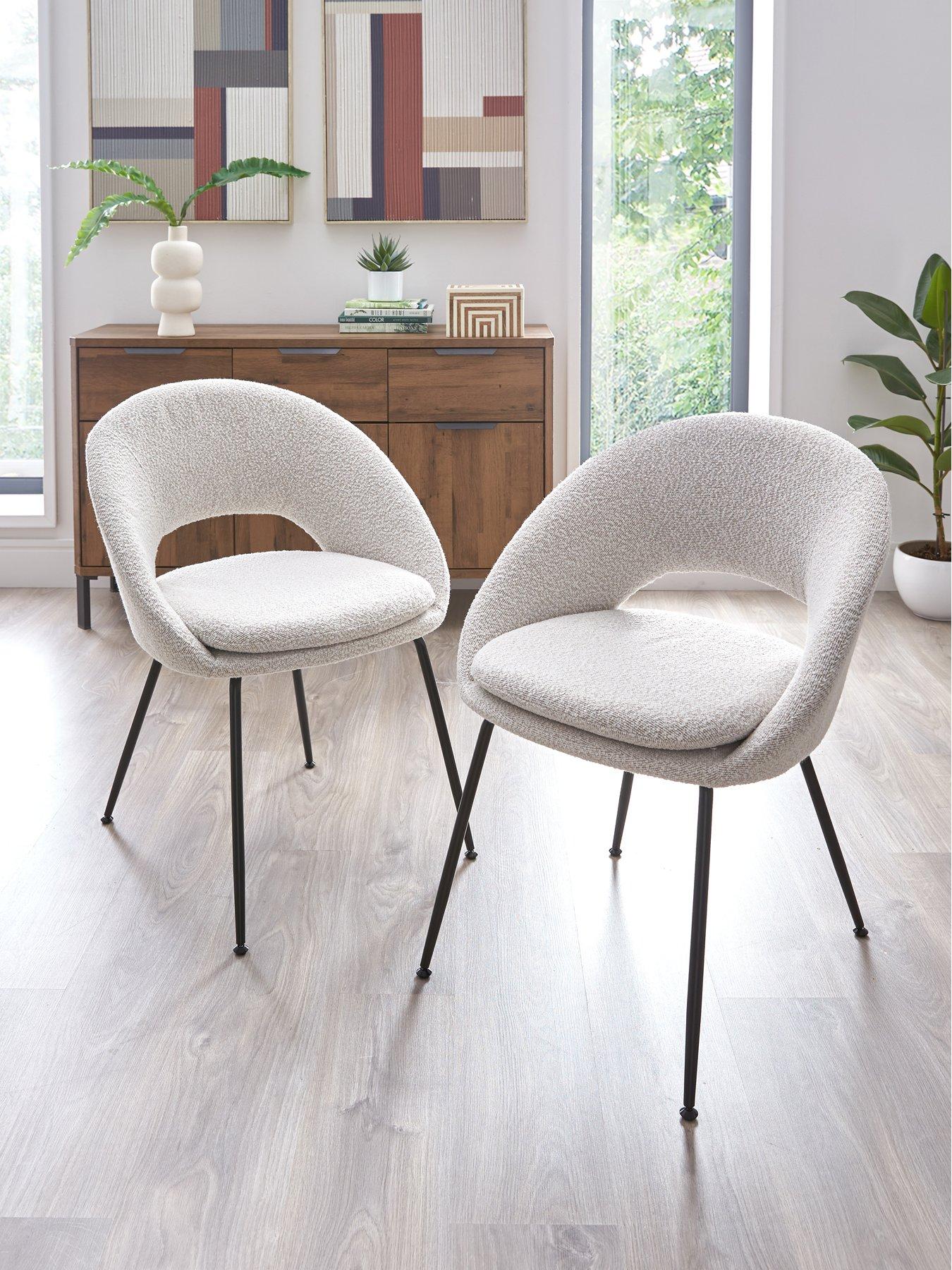The Very Collection Pair of Aurelia Boucle Dining Chairs - Cream/Black - FSC® Certified