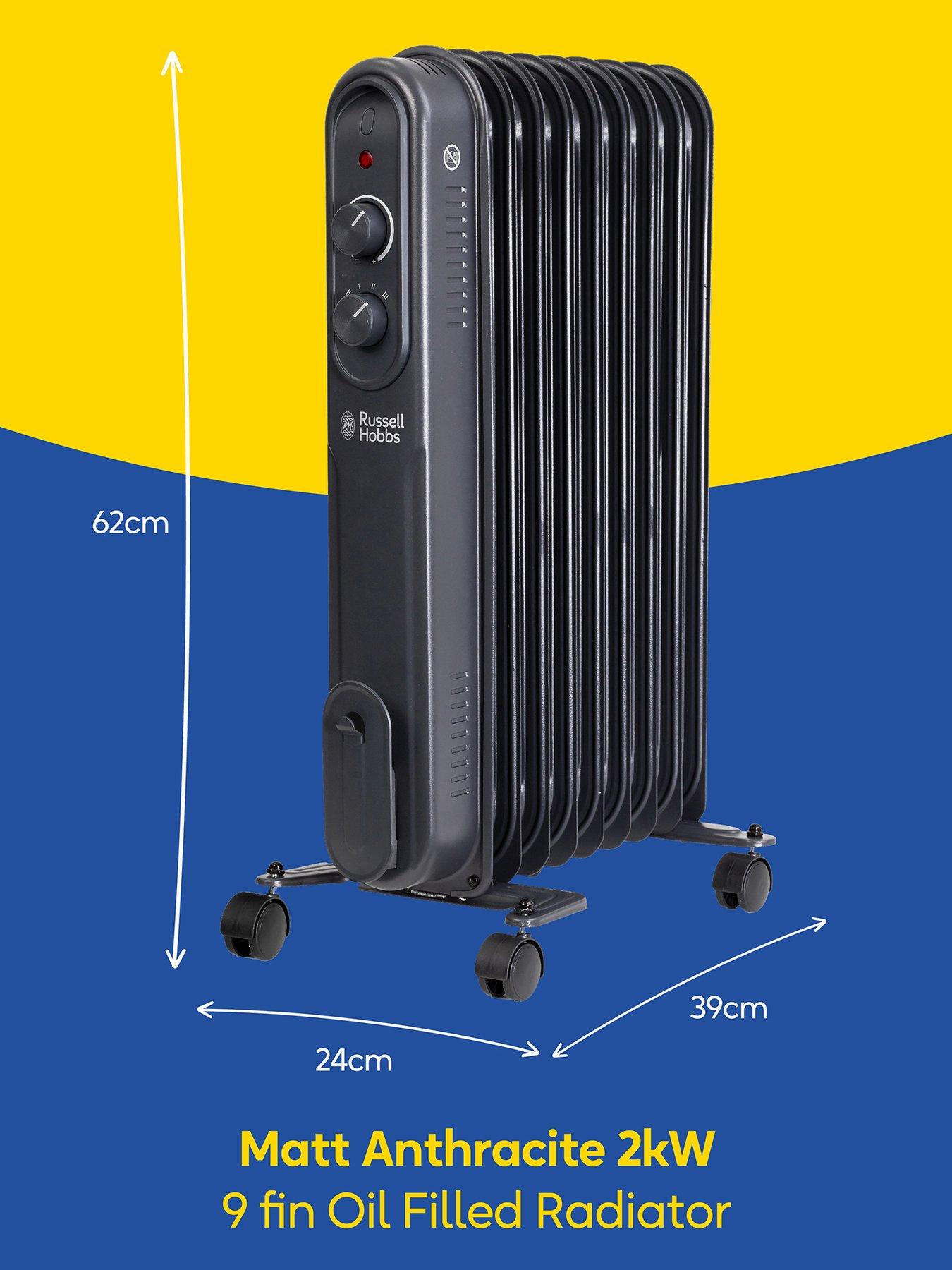 Image 2 of 7 of Russell Hobbs 2.5kW Oil-Filled Radiator - 9 Fin&nbsp;- Matt Anthracite