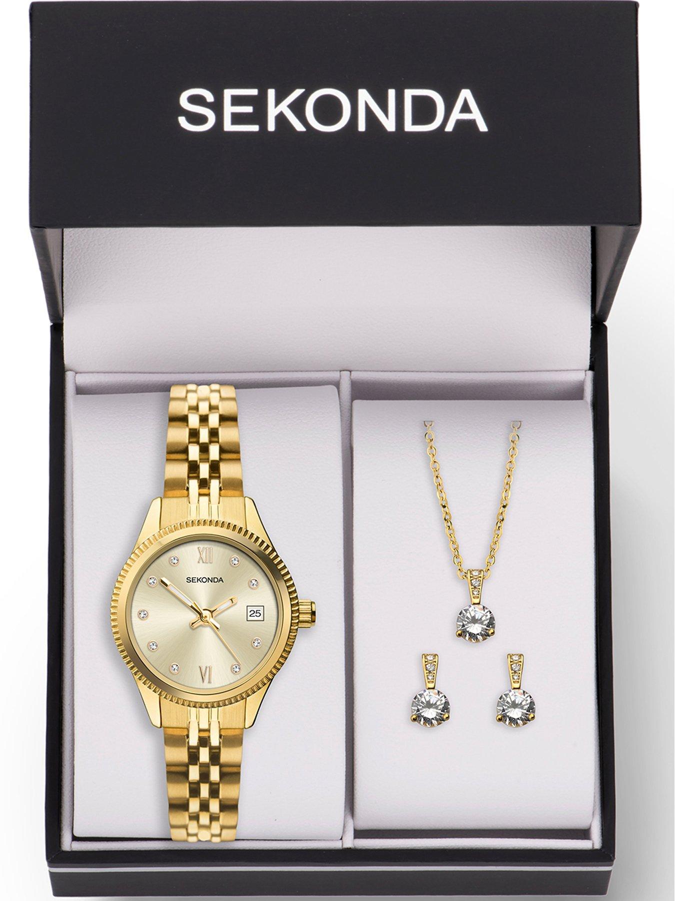Image 3 of 6 of Sekonda Womens Classic Stainless Steel Bracelet Watch With Champagne Dial Analogue Gift Set - Gold