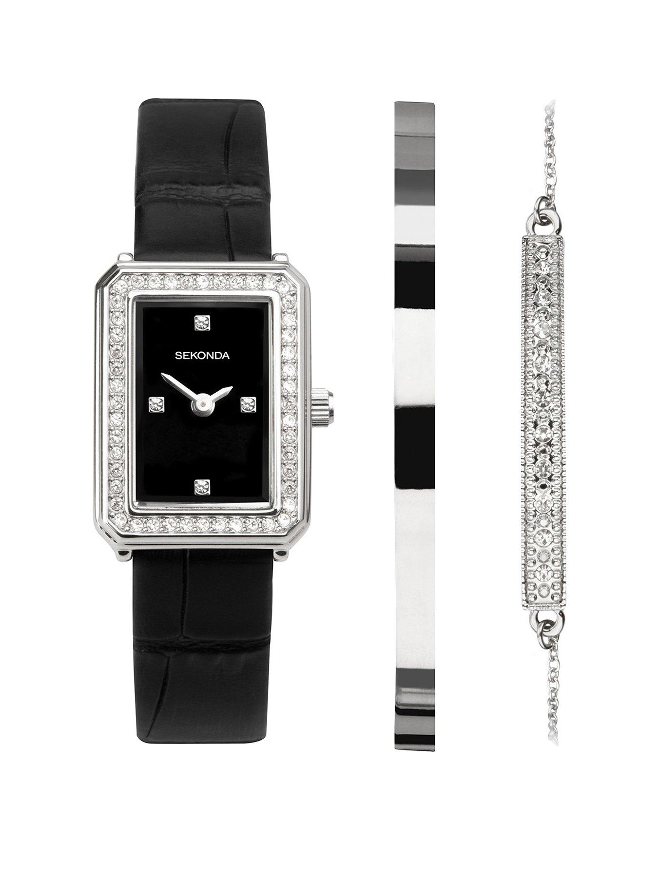 sekonda-sekonda-womens-sparkle-black-leather-bracelet-with-black-dial-analogue-gift-set