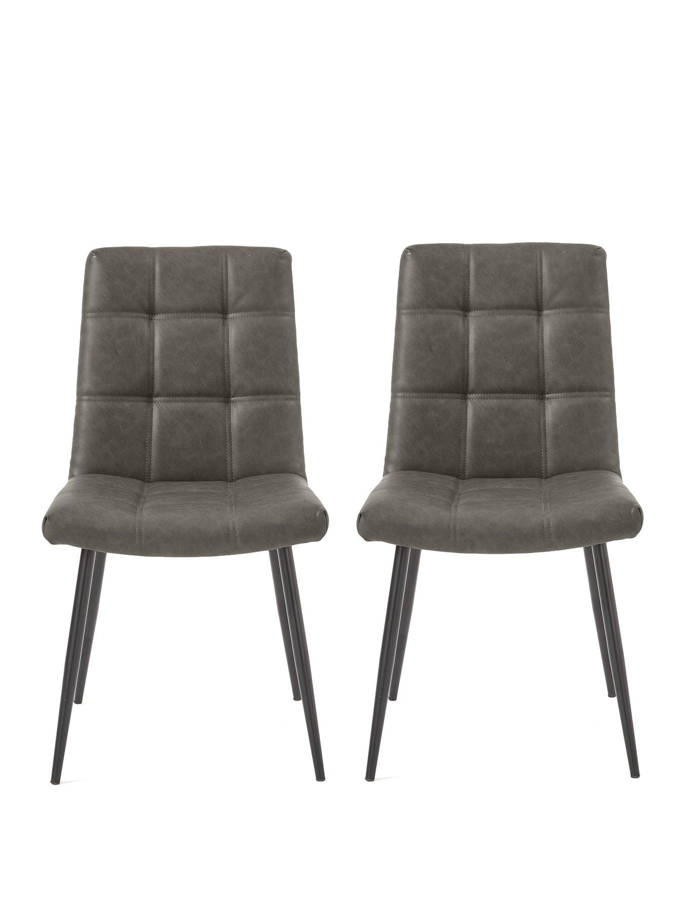 Image 2 of 6 of The Very Collection Harlem Pair of Faux Leather&nbsp;Dining Chairs - Grey/Black - FSC&reg; Certified