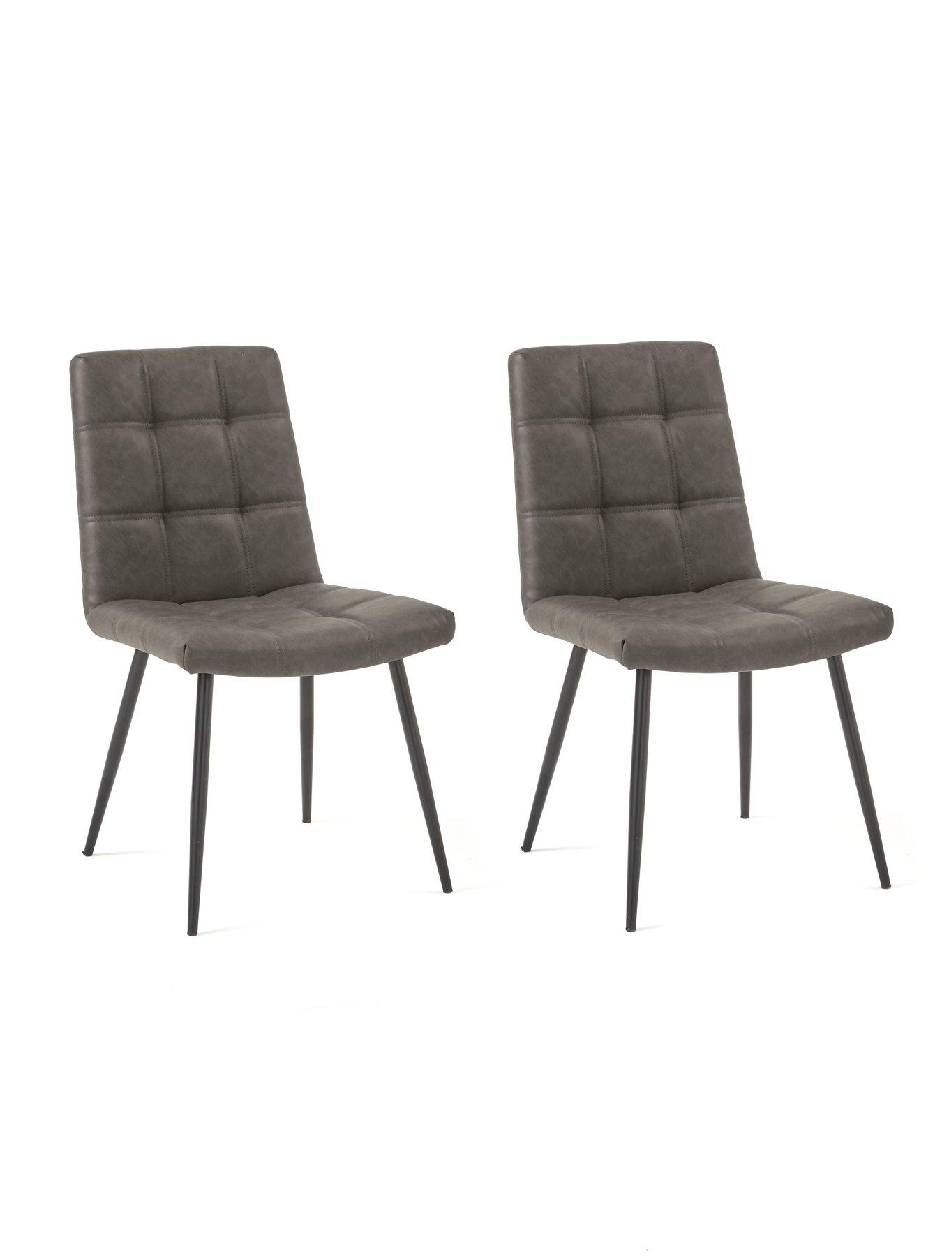 Image 3 of 6 of The Very Collection Harlem Pair of Faux Leather&nbsp;Dining Chairs - Grey/Black - FSC&reg; Certified