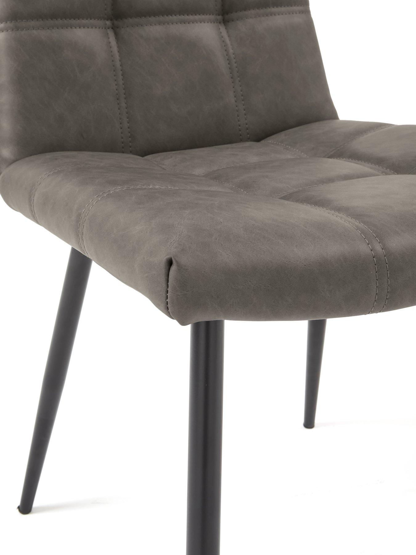 Image 4 of 6 of The Very Collection Harlem Pair of Faux Leather&nbsp;Dining Chairs - Grey/Black - FSC&reg; Certified