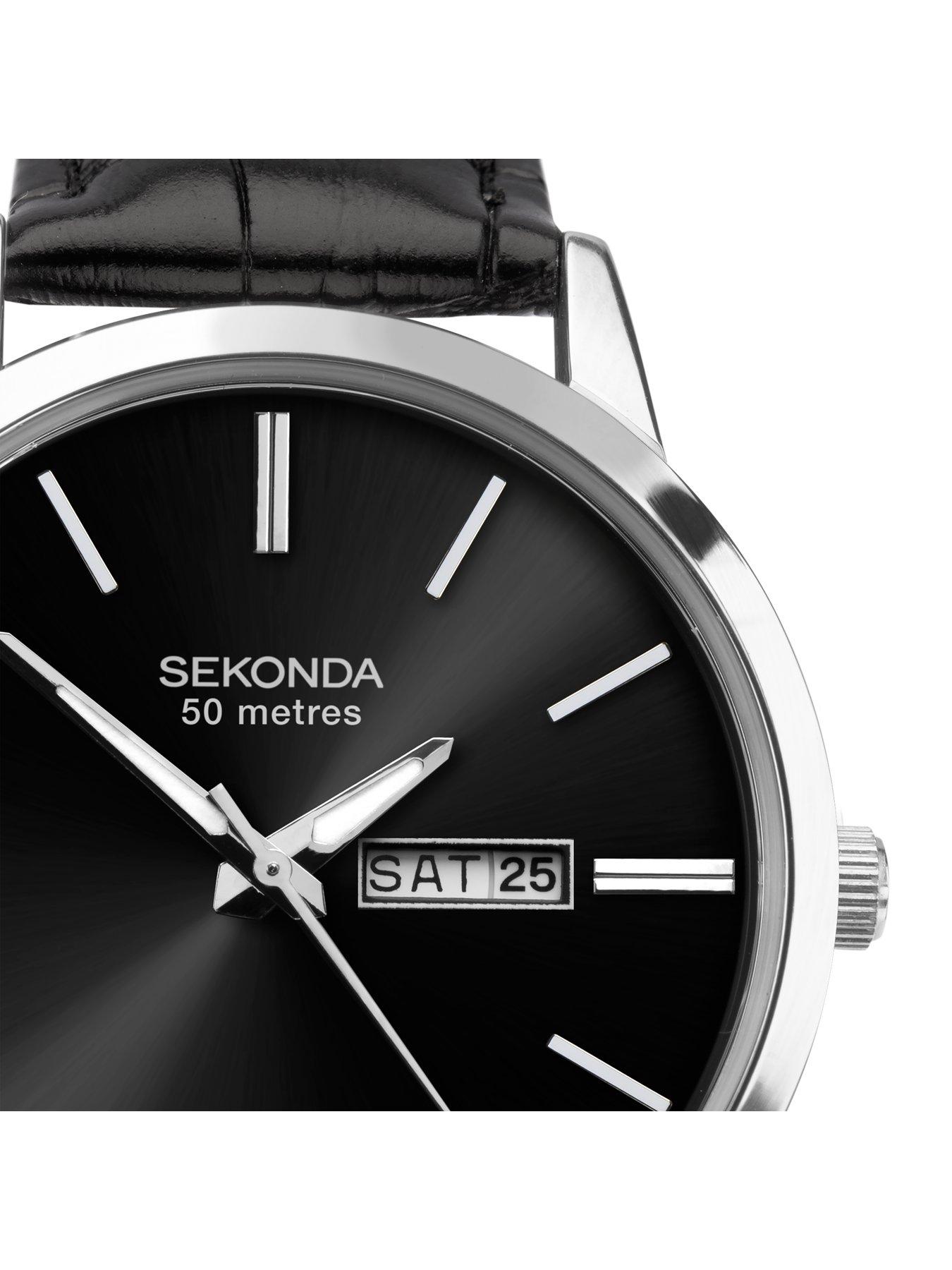 sekonda-sekonda-mens-jackson-black-leather-bracelet-with-sunray-black-dial-analogue-gift-setstillFront