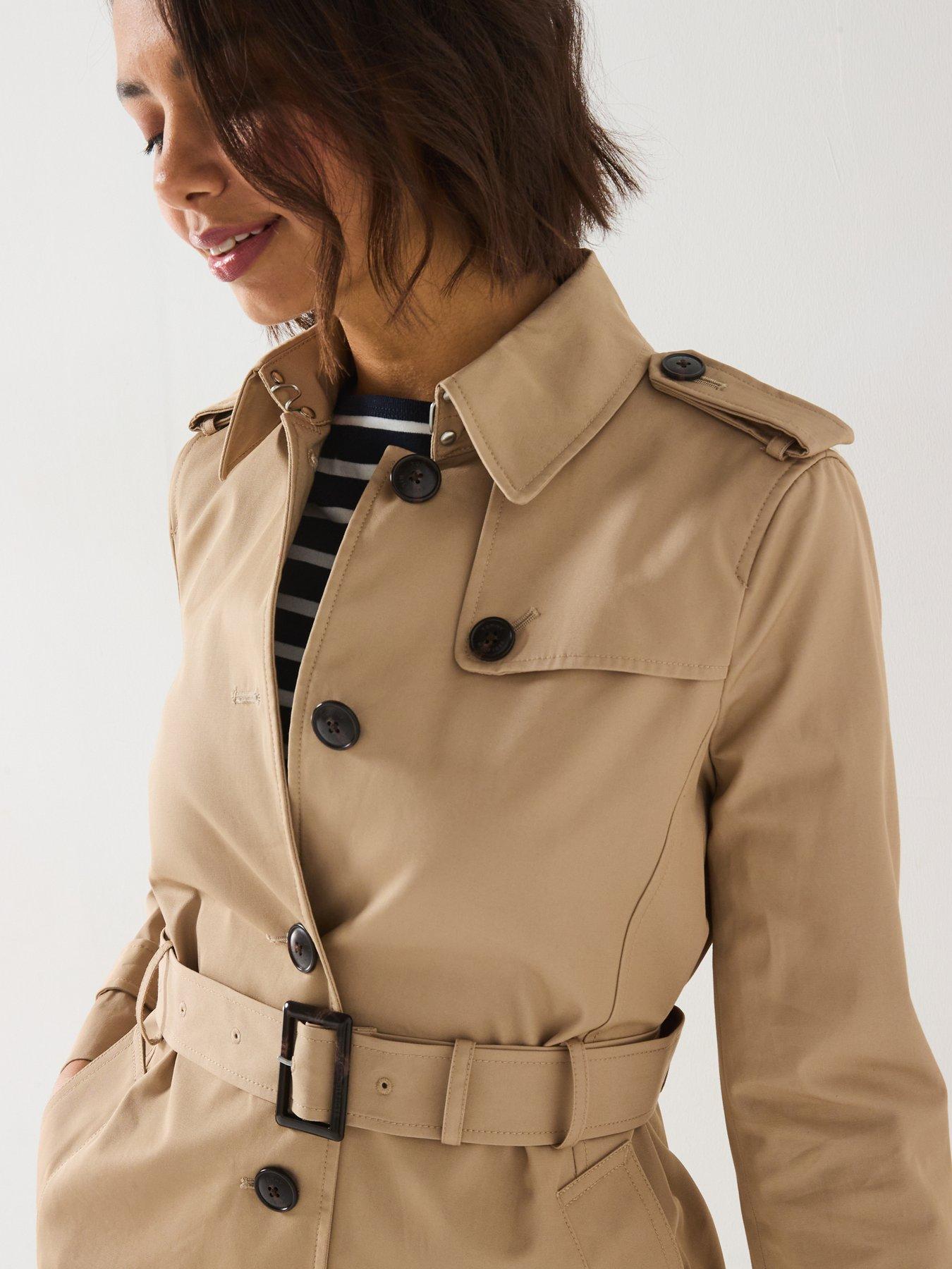 Short Trench Coat Tommy Hilfiger Green Coat Womens Double Breasted
