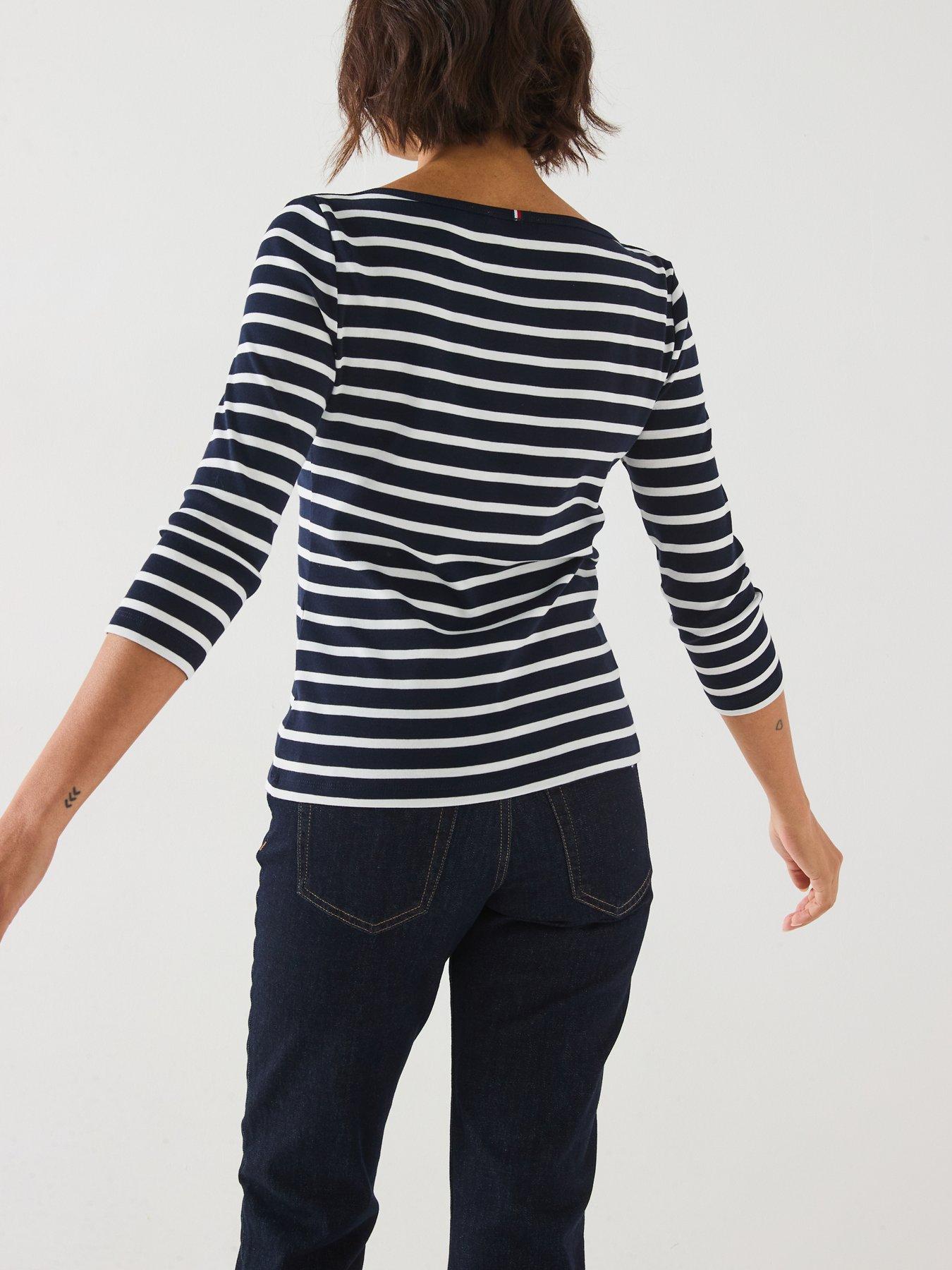 Image 2 of 5 of Tommy Hilfiger Slim Boat Neck Top - Blue