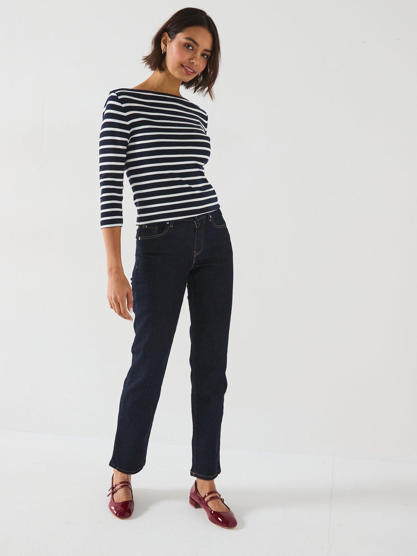 Image 3 of 5 of Tommy Hilfiger Slim Boat Neck Top - Blue