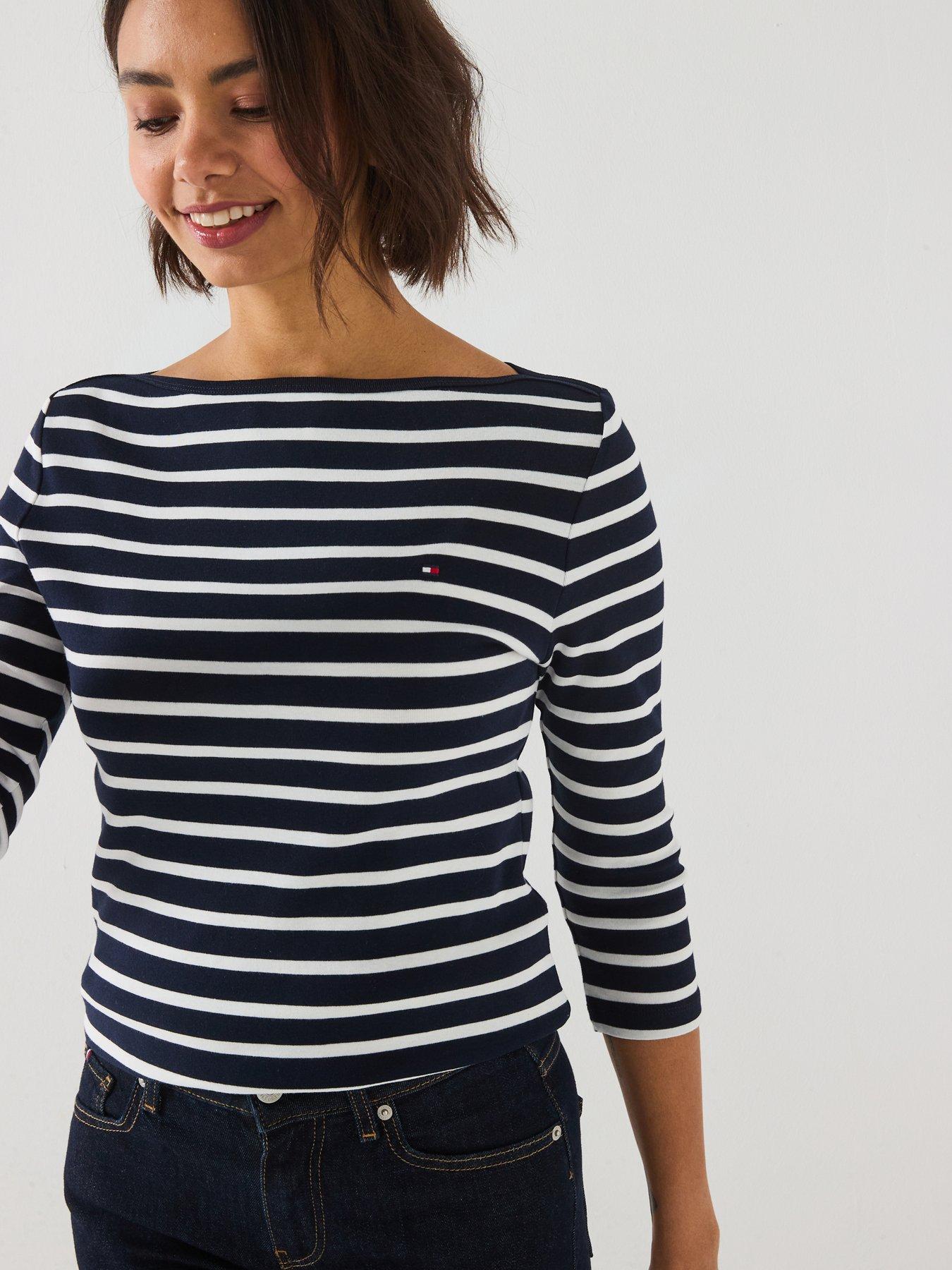 Image 4 of 5 of Tommy Hilfiger Slim Boat Neck Top - Blue