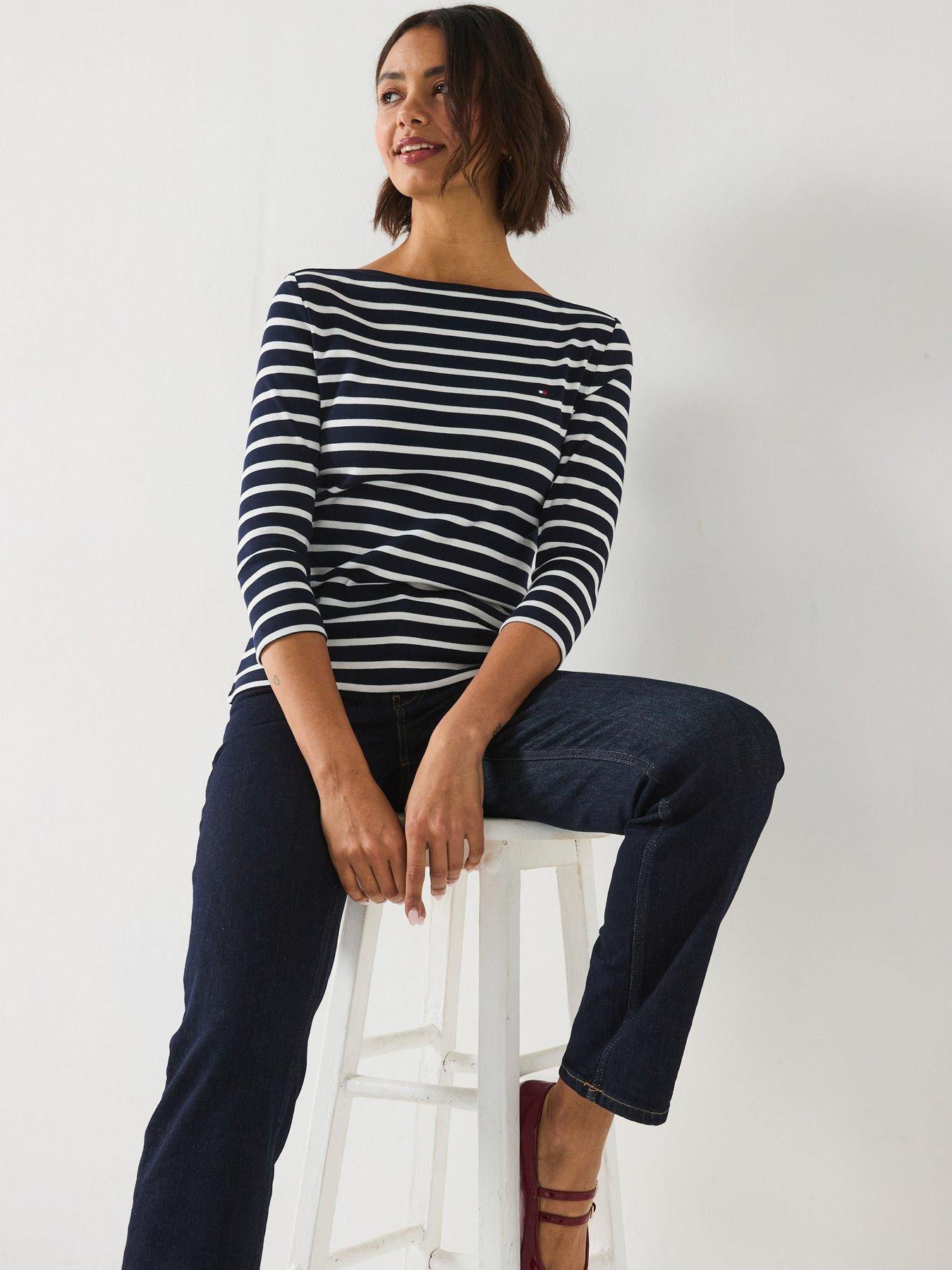 Image 5 of 5 of Tommy Hilfiger Slim Boat Neck Top - Blue